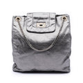 Chanel Perforated Crackled Metallic Calfskin Drill Tote