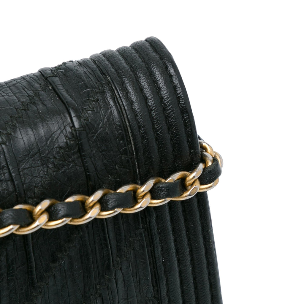 Chanel Pleated Crumpled Chevron Le Boy Wallet On Chain