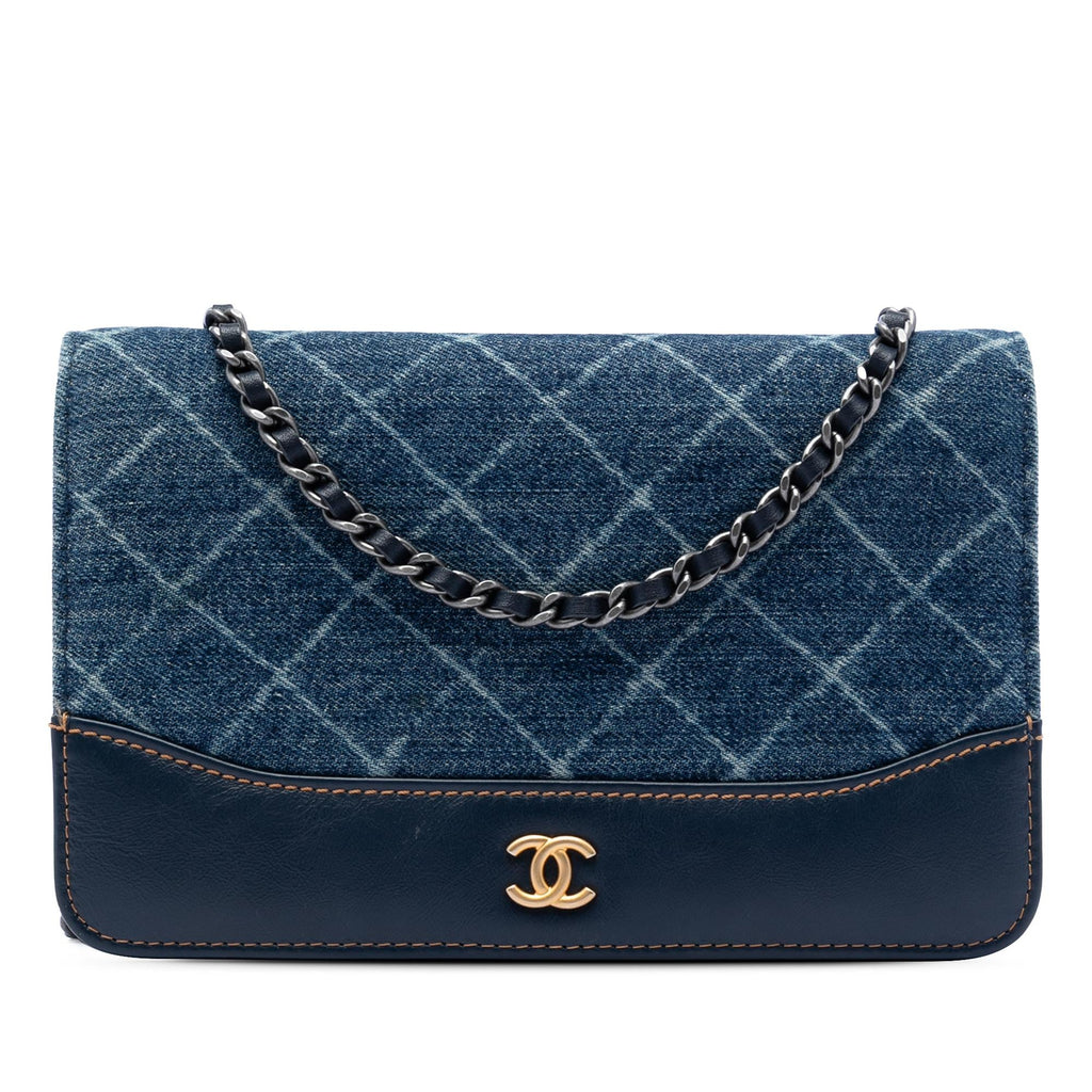 Chanel Printed Denim and Calfskin Gabrielle Wallet On Chain