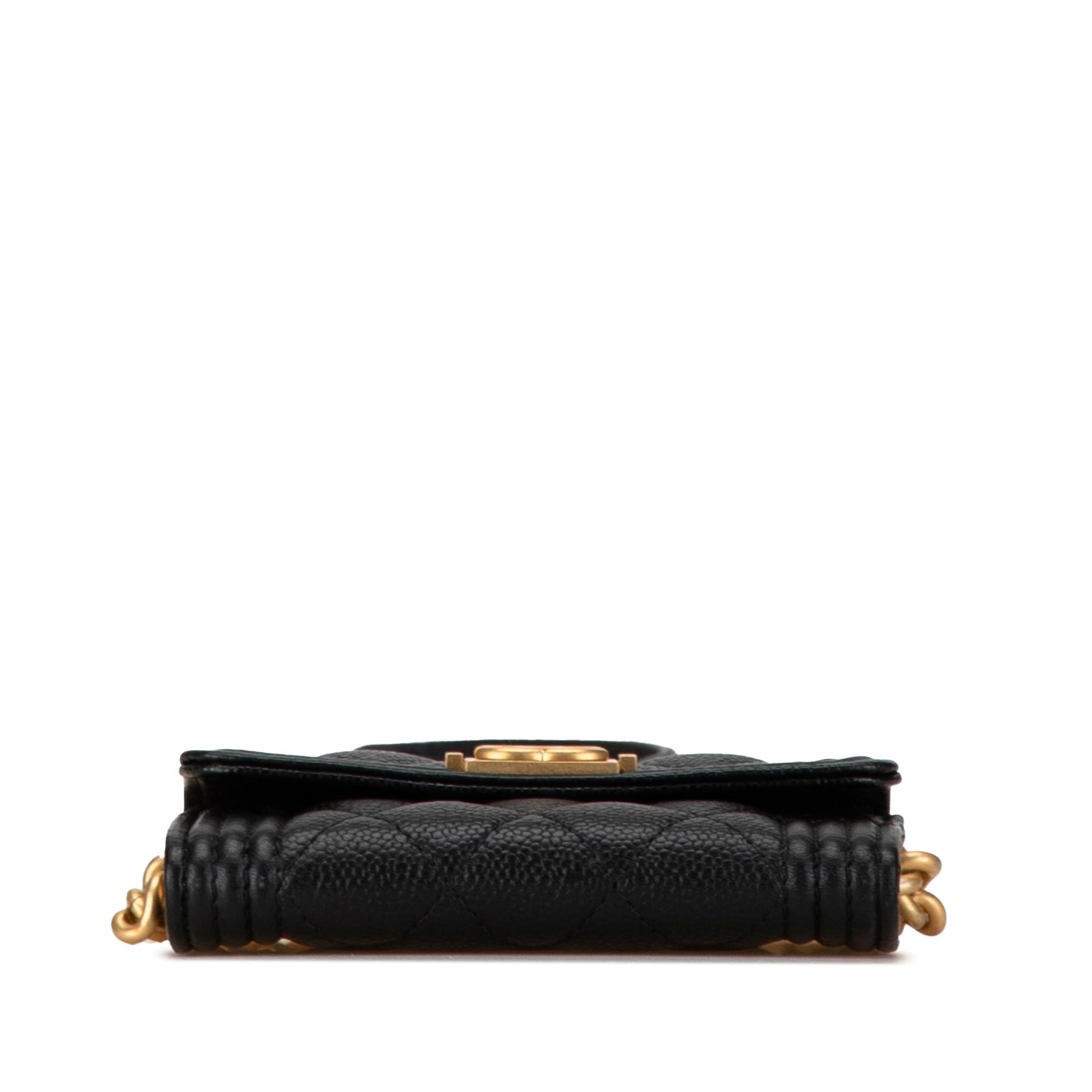 Chanel Quilted Caviar Boy Card Holder with Chain