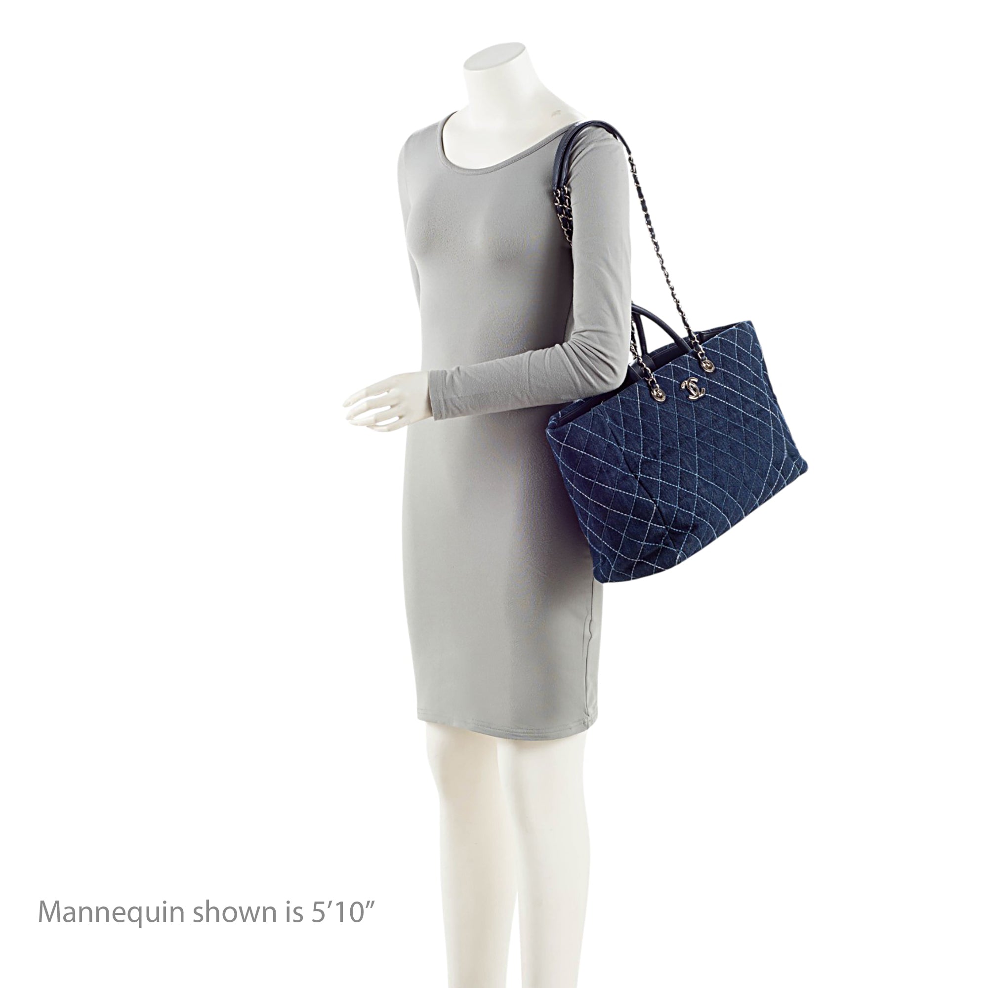 Chanel Quilted Denim Coco Handle Shopping Tote