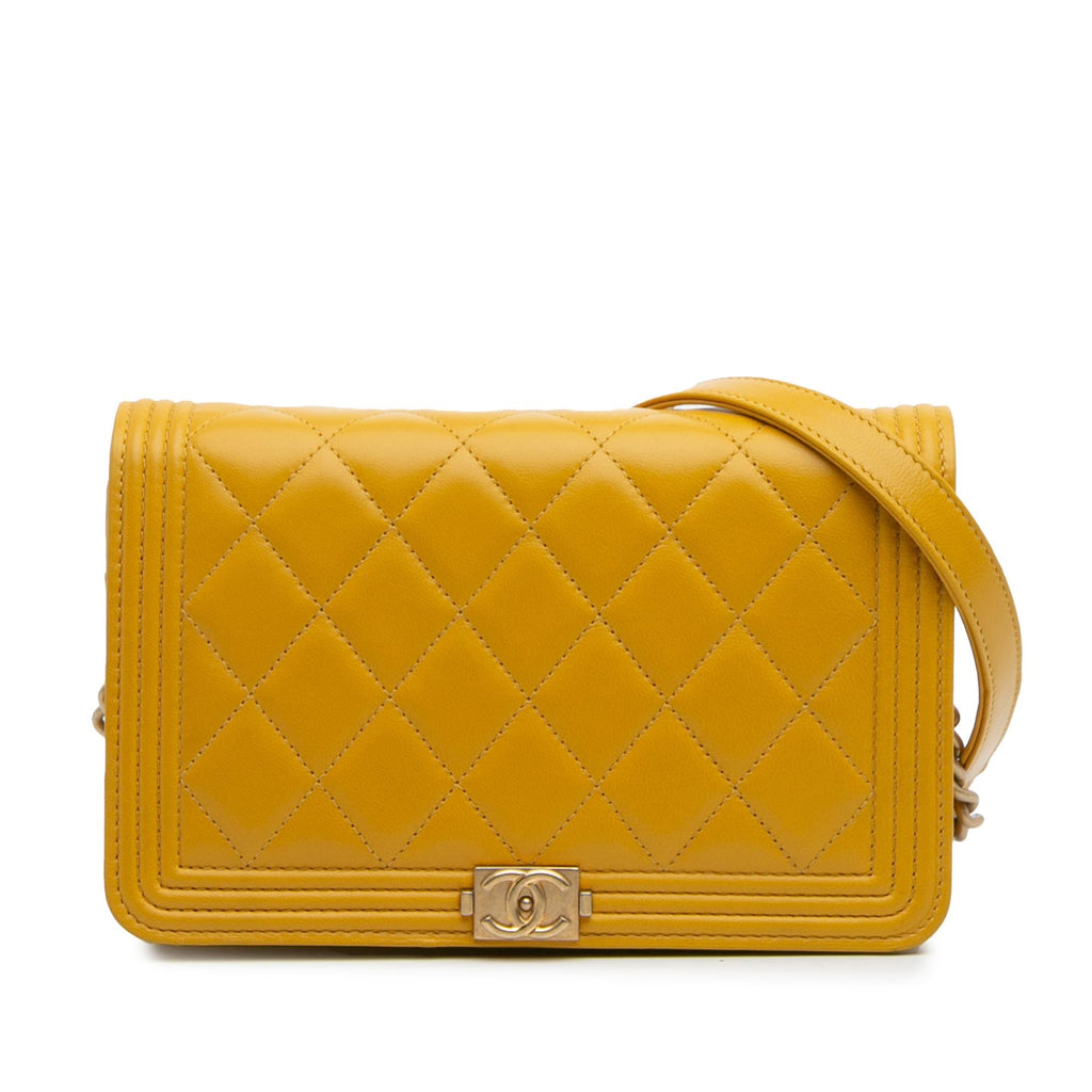 Chanel Quilted Lambskin Boy Wallet On Chain