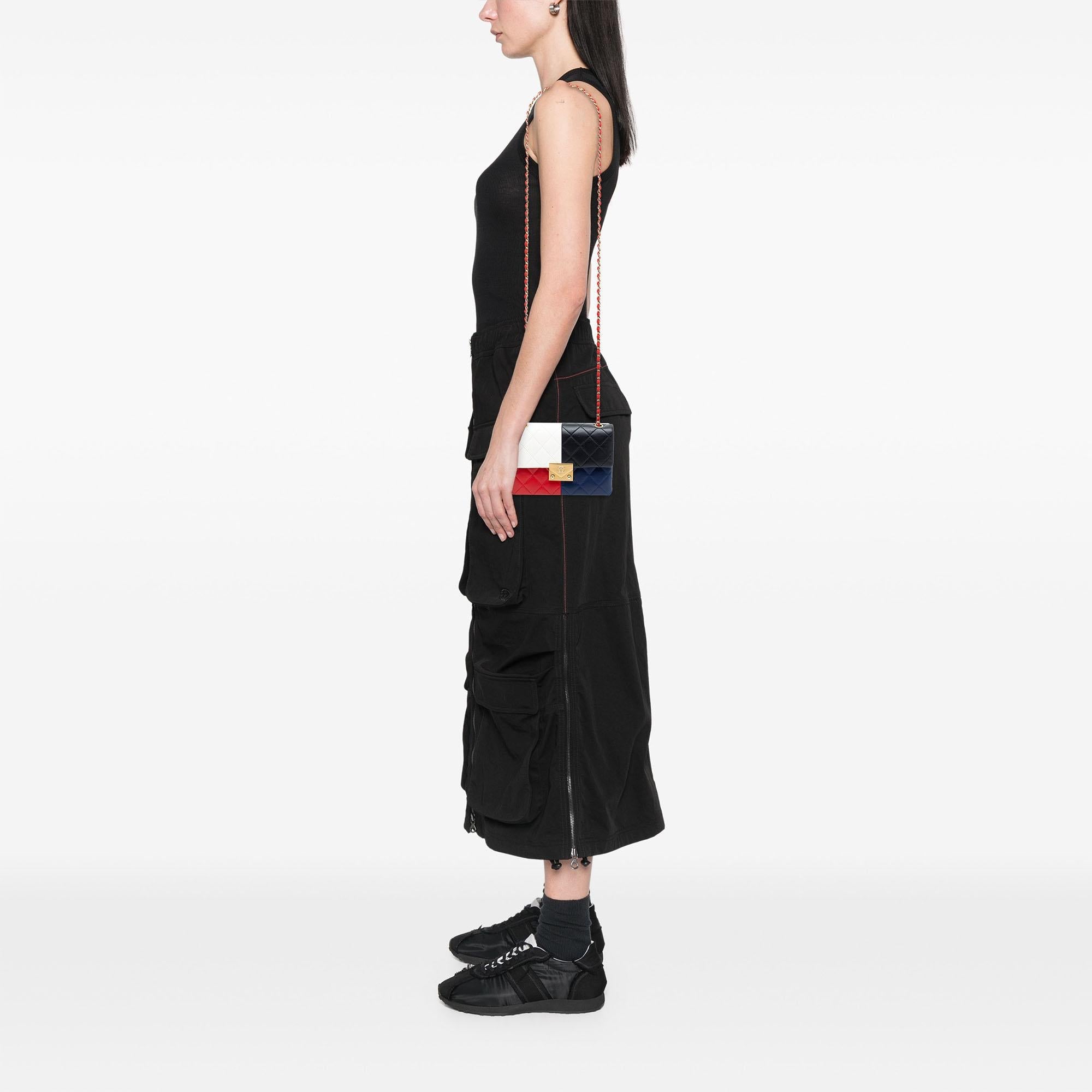Chanel Quilted Lambskin Colorblock Pagoda Flap
