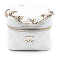 Chanel Quilted Lambskin Cube Chain Wristlet Case