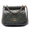 Chanel Small CC Quilted Caviar Bar Flap Clutch With Chain