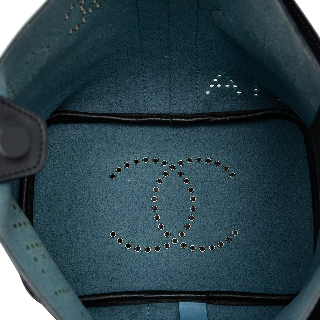 Chanel Small Perforated Calfskin Logo Eyelet Bucket Bag