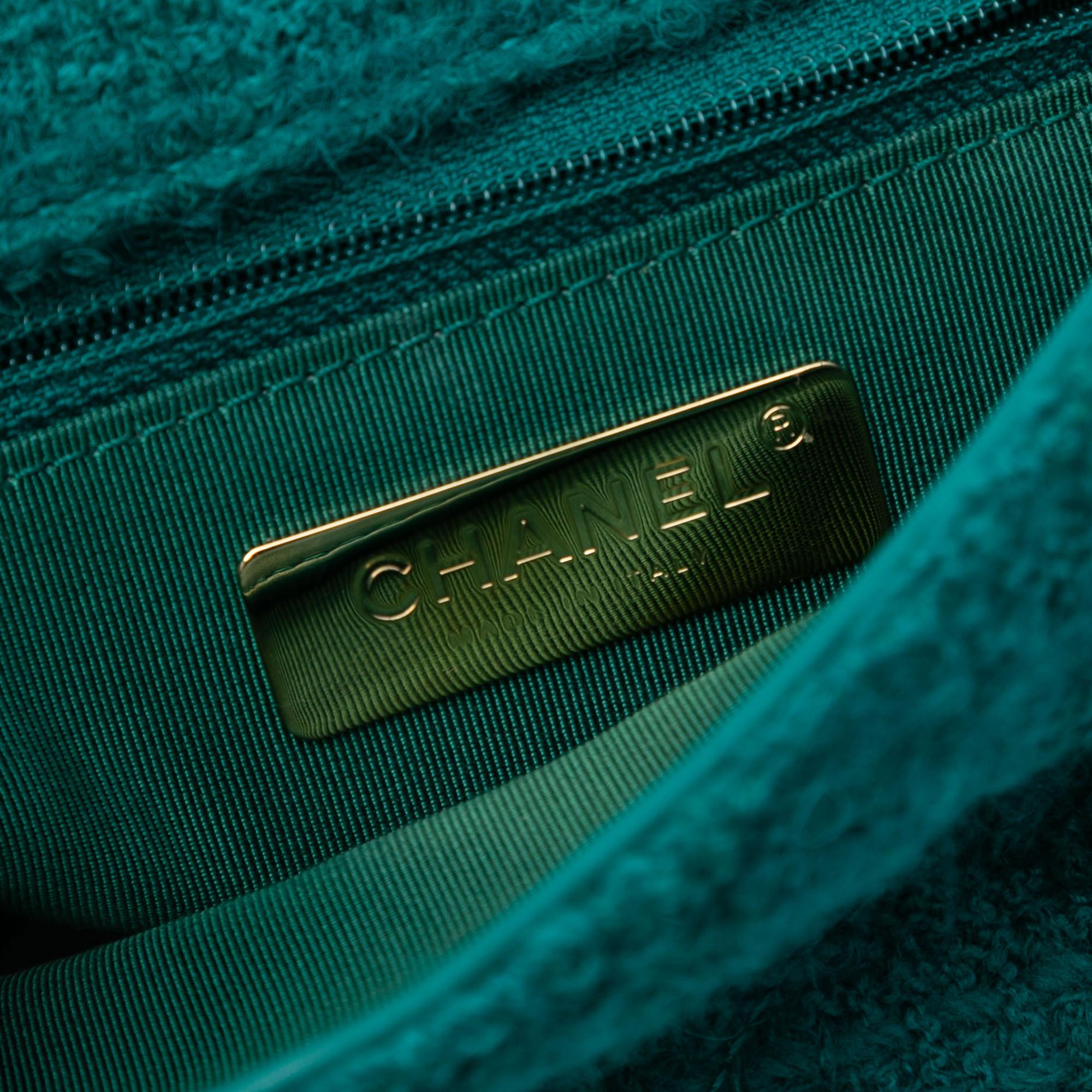 Chanel Small Wool Tweed Giant Logo Flap