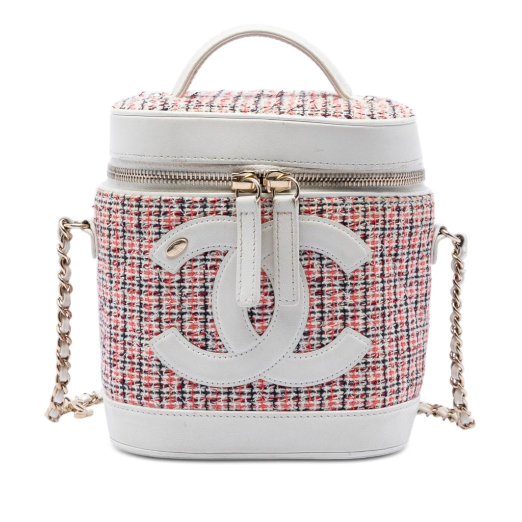 Chanel Tweed and Lambskin Vanity Cosmetic Case
