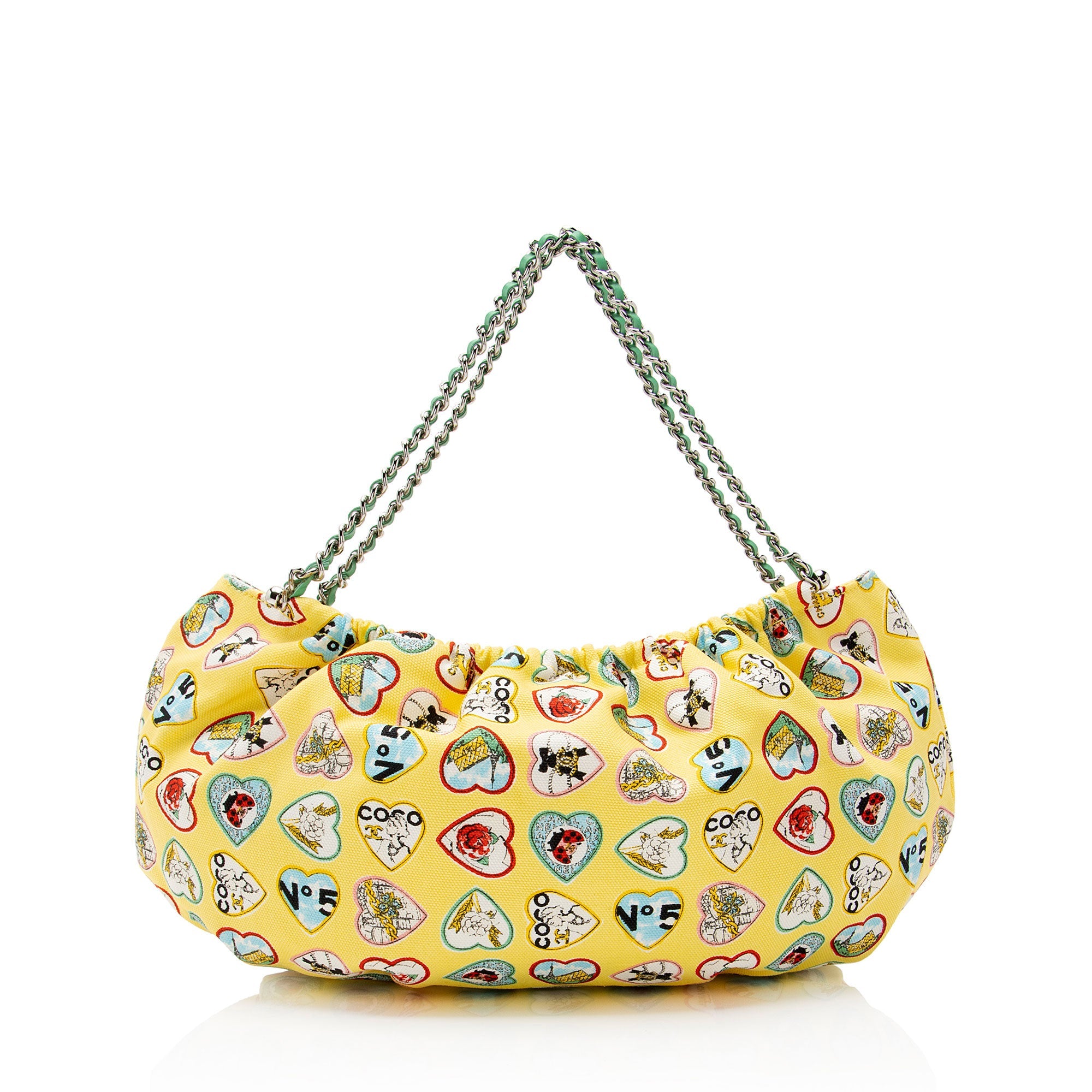 Chanel Vintage Canvas Coco Valentine Heart Chain Hobo