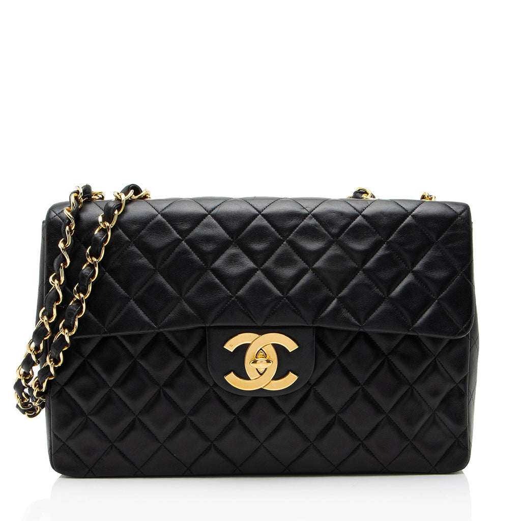 Chanel Vintage Lambskin XL Maxi Single Flap Shoulder Bag