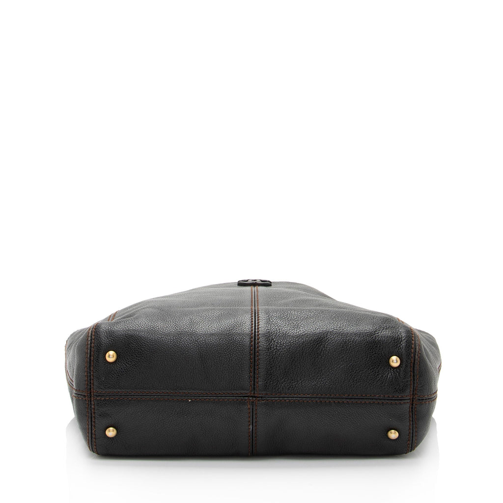 Chanel Vintage Leather Wood Chain Tote (SHF-bz2XaF)
