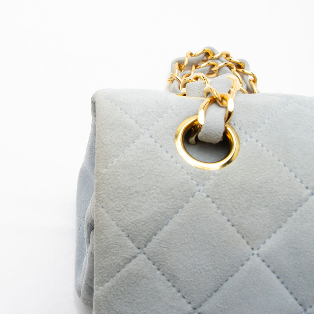 Chanel Vintage Suede Classic Small Double Flap Bag