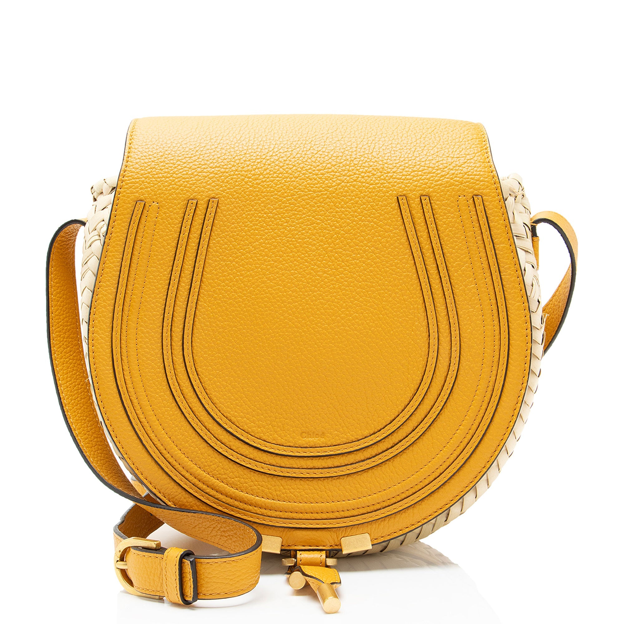 Chloe Calfskin Raffia Marcie Medium Crossbody