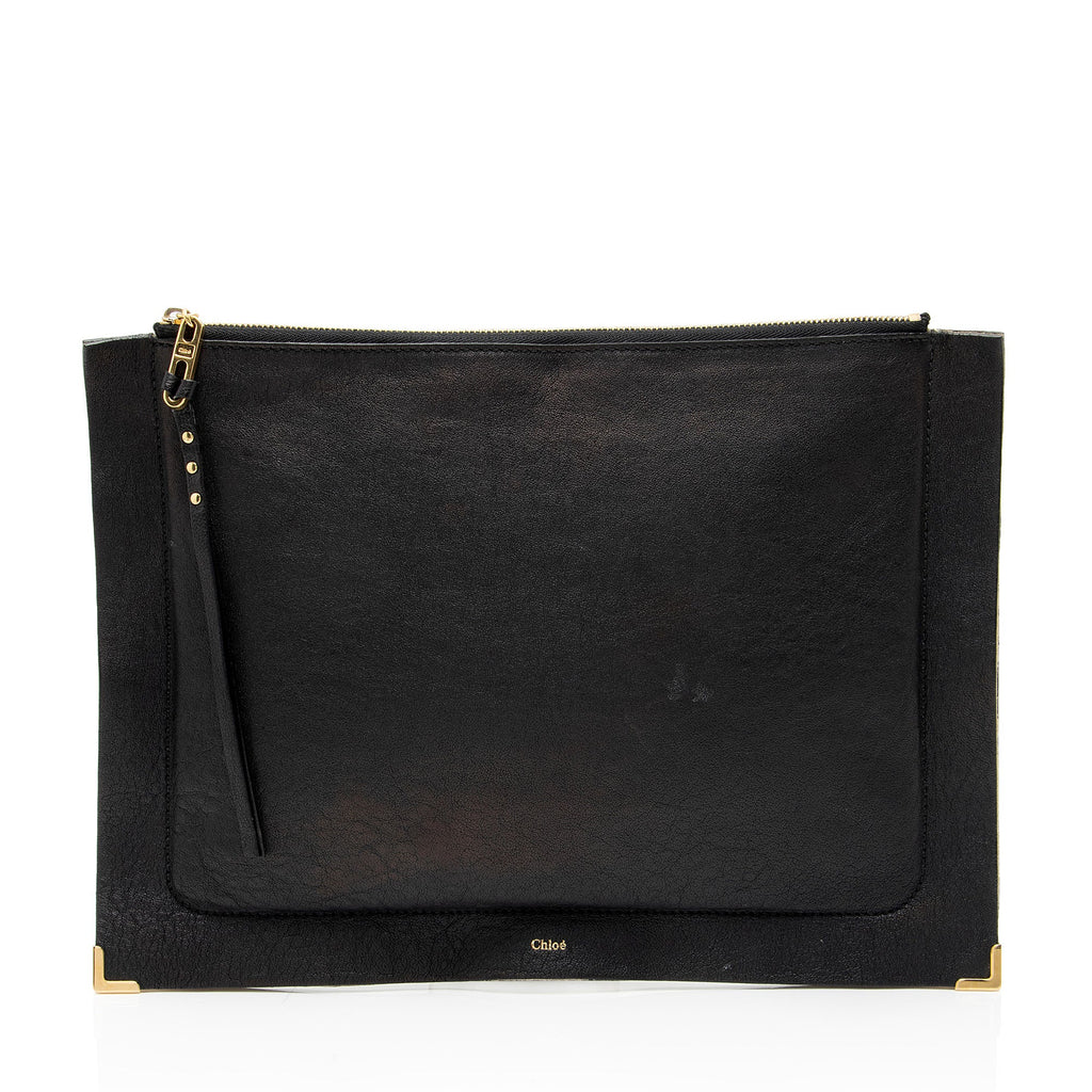 Chloe Sheepskin Ghost Flat Pouch Clutch
