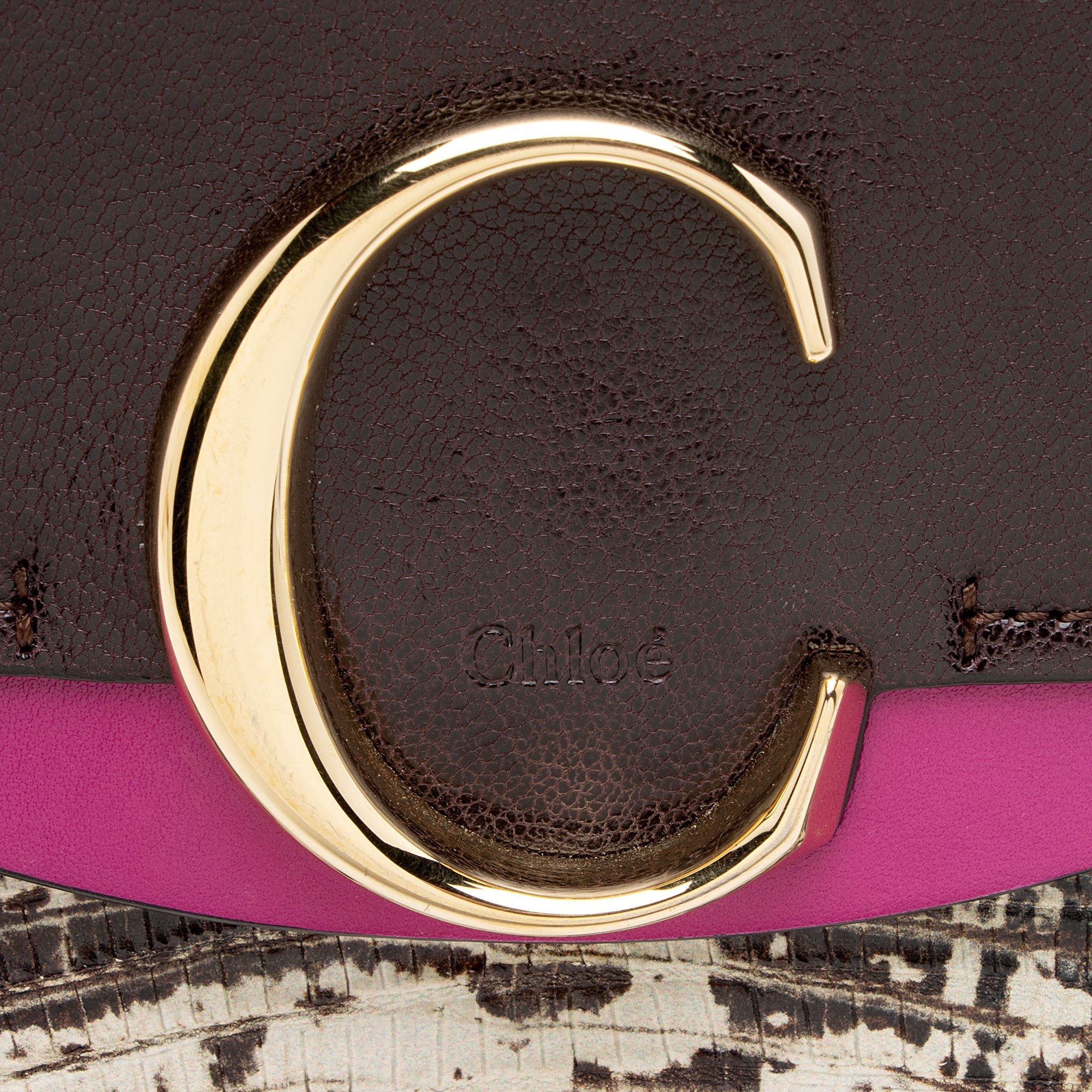 Chloe Shiny Calfskin Python Embossed Leather Mini C Bag
