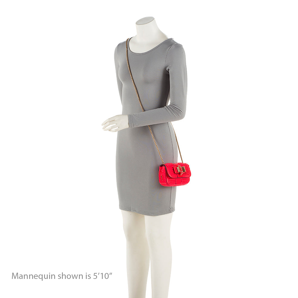 Christian Louboutin Calfskin Spiked Sweet Charity Small Crossbody Bag (SHF-20782)