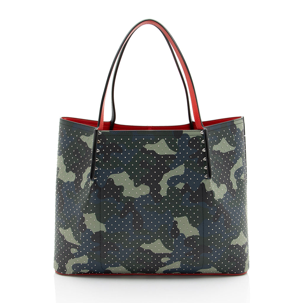Christian Louboutin Leather Camo Studded Cabarock Large Tote