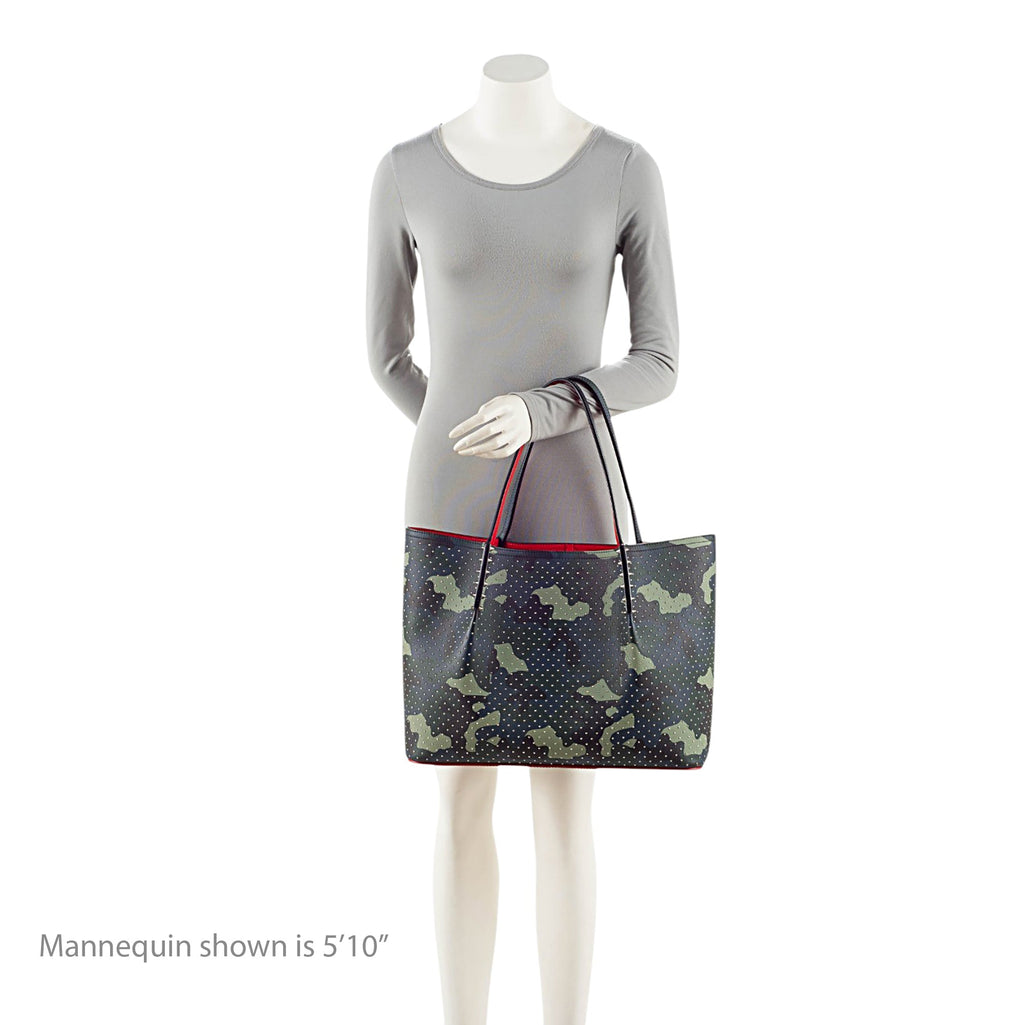 Christian Louboutin Leather Camo Studded Cabarock Large Tote