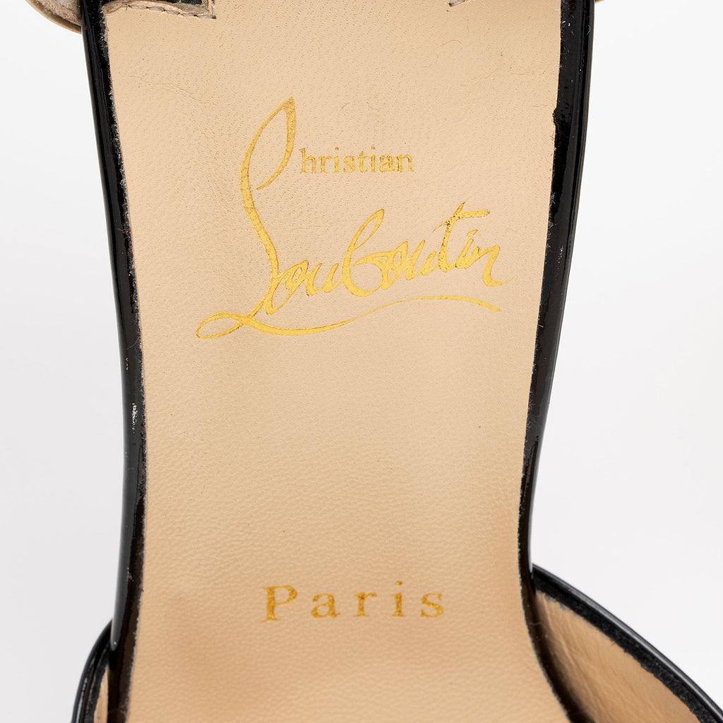 Christian Louboutin Patent Leather Spiked Pina Peep Toe Pumps - Size 7.5 / 37.5 (SHF-zYVRlN)