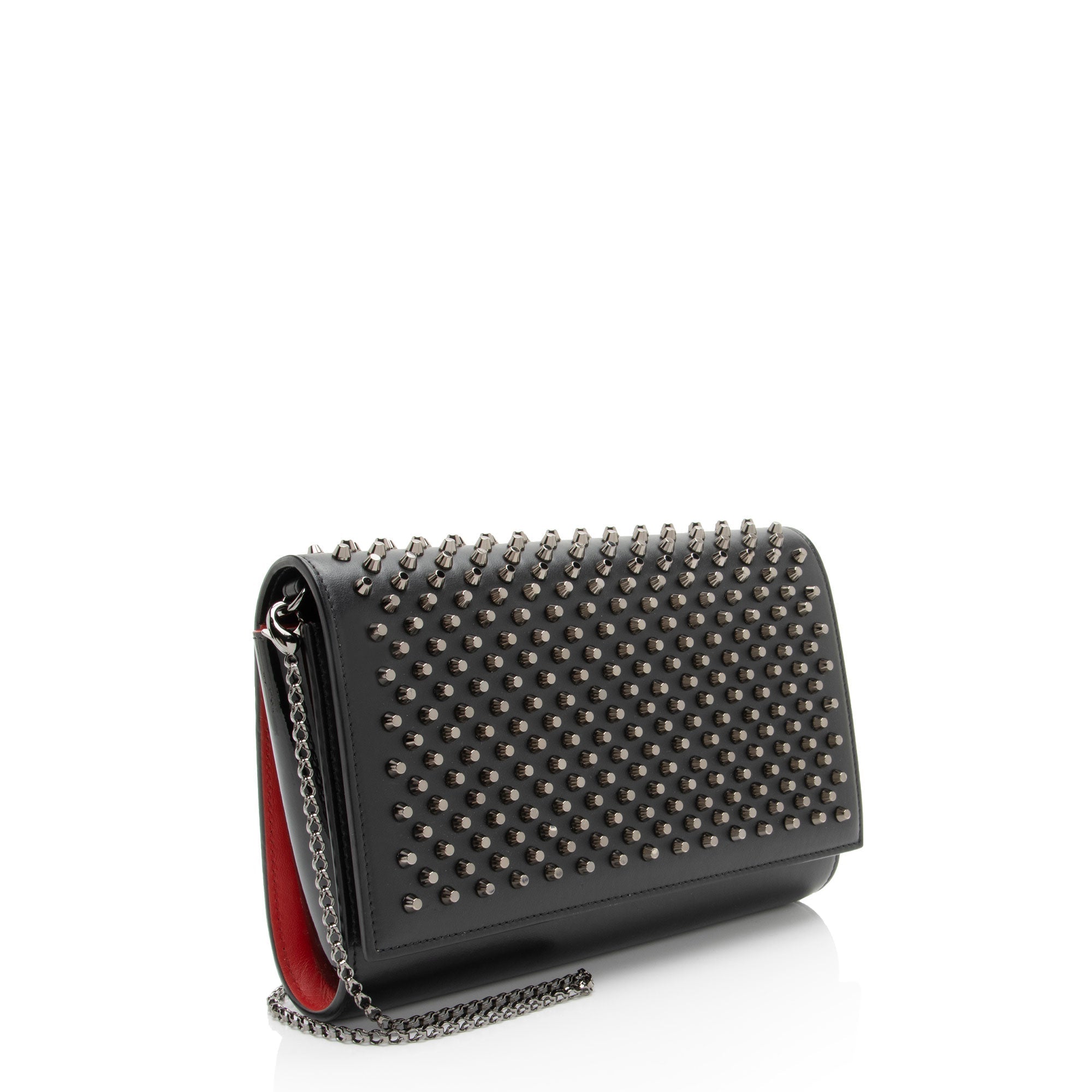 Christian Louboutin Leather Spiked Studs Paloma Wallet on Chain