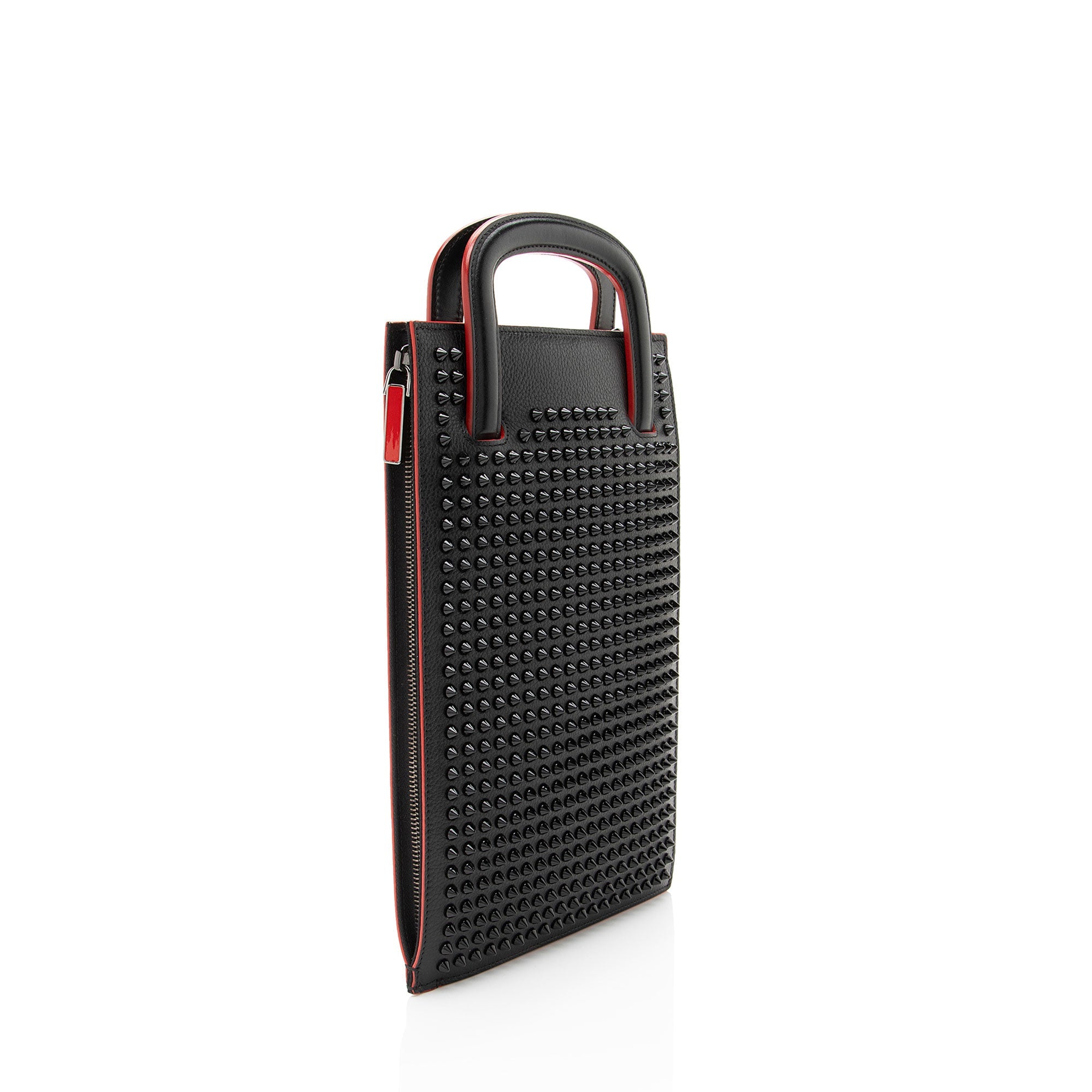Christian Louboutin Leather Spiked Trictrac Portfolio Top Handle