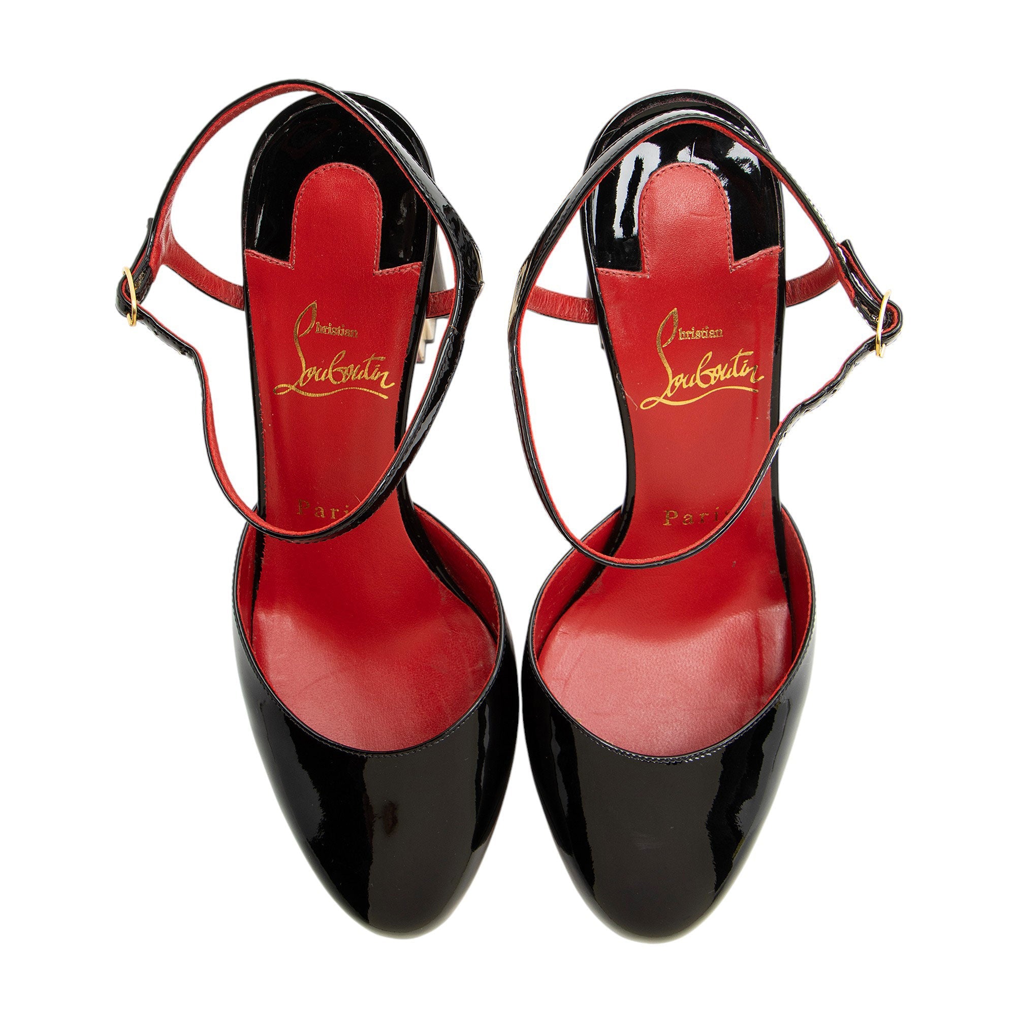 Christian Louboutin Patent Leather Coluna Platform Pumps - Size 8 / 38