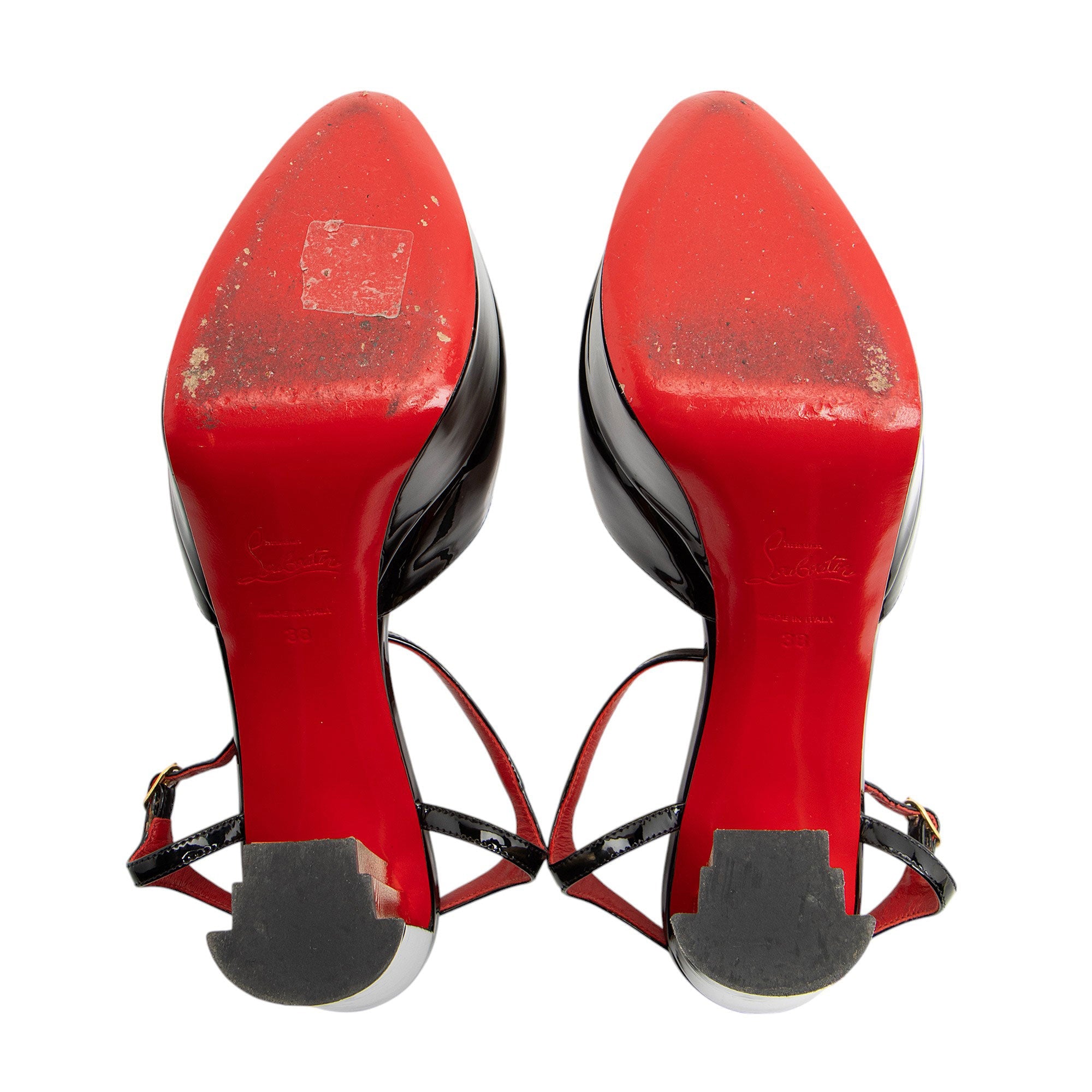 Christian Louboutin Patent Leather Coluna Platform Pumps - Size 8 / 38