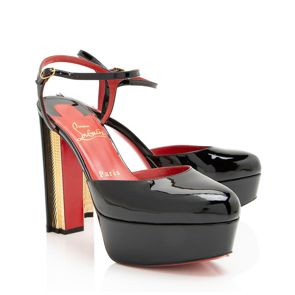 Christian Louboutin Patent Leather Coluna Platform Pumps - Size 8 / 38