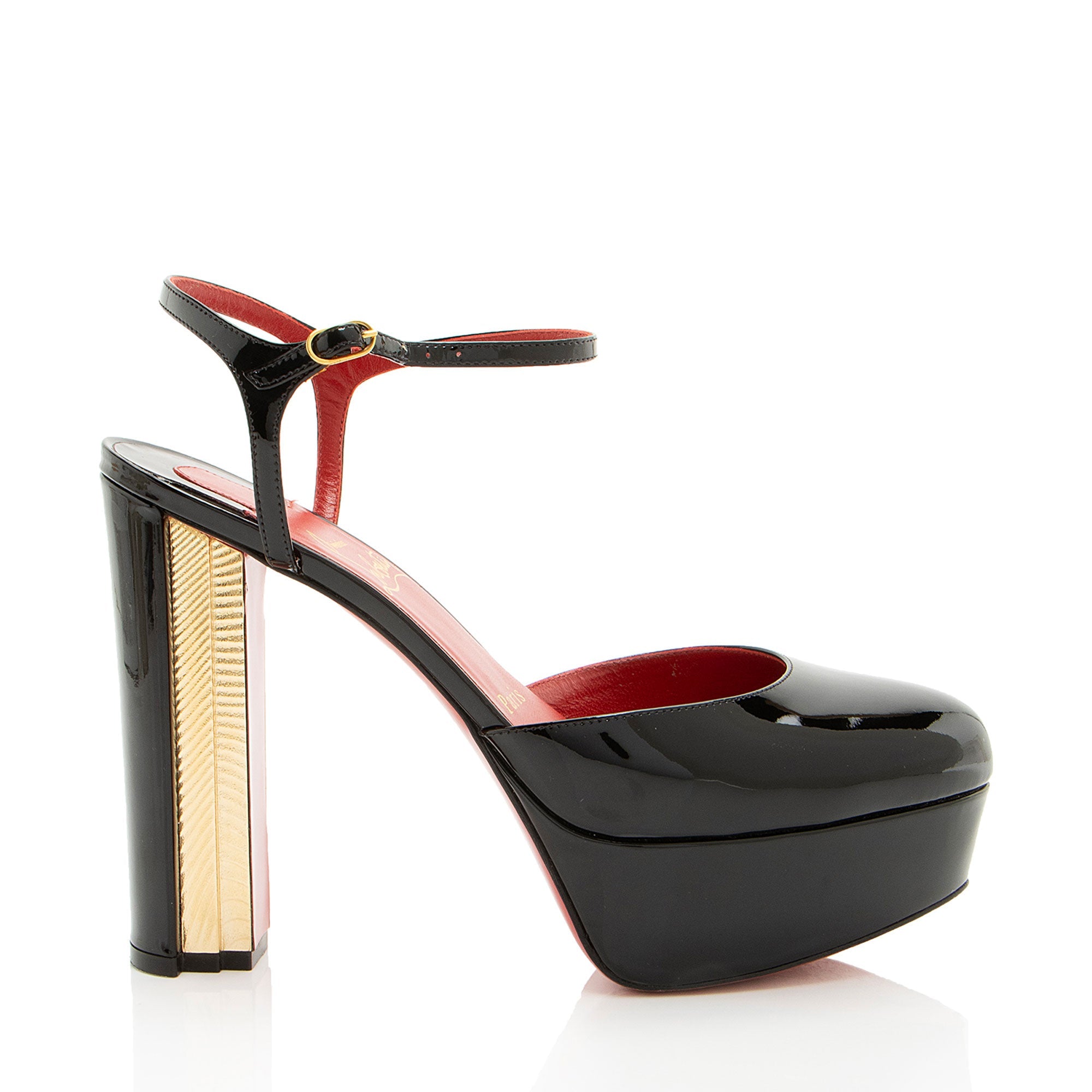 Christian Louboutin Patent Leather Coluna Platform Pumps - Size 8 / 38