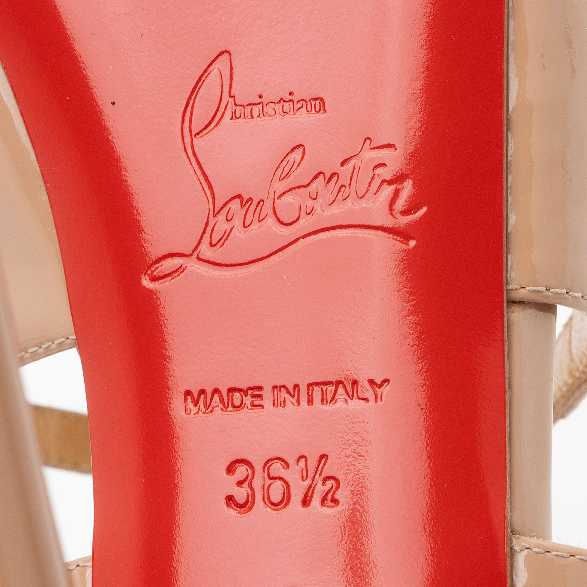 Christian Louboutin Patent Leather Holly Alta Peep Toe Pumps - Size 6.5 / 36.5