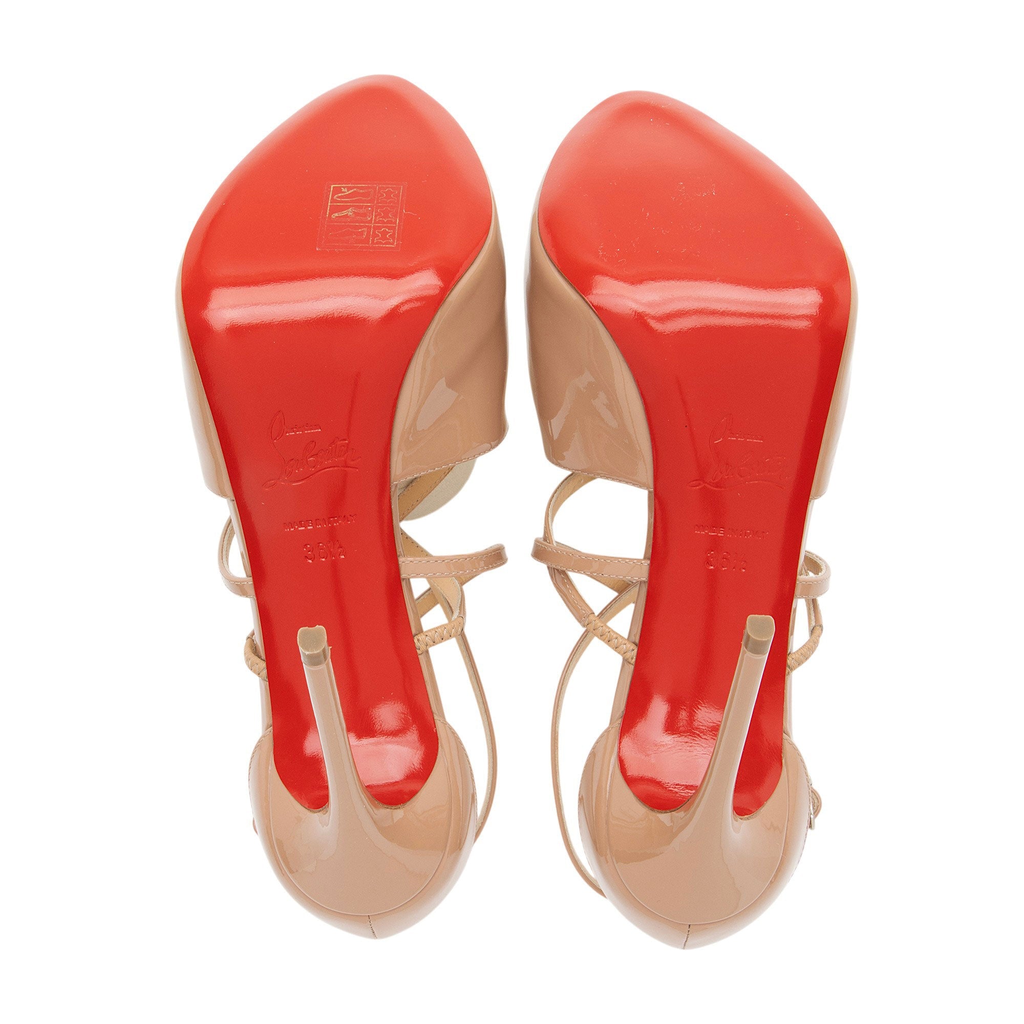 Christian Louboutin Patent Leather Holly Alta Peep Toe Pumps - Size 6.5 / 36.5
