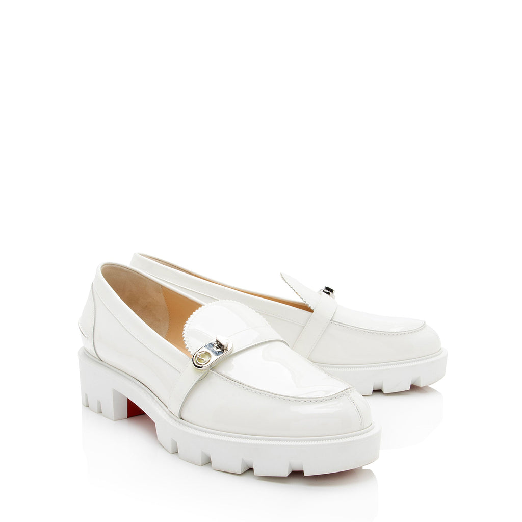 Christian Louboutin Patent Leather Lock Woody Loafers - Size 9.5 / 39.5 (SHF-euMByt)