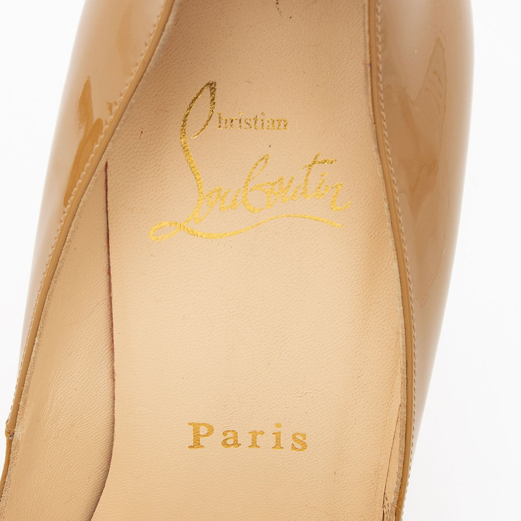 Christian Louboutin Patent Leather Very Prive Platform Peep Toe Pumps - Size 8.5 / 38.5