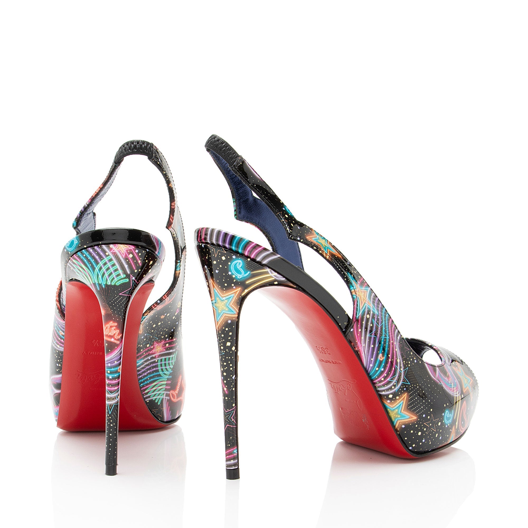 Christian Louboutin Patent Starlight Hot Chick Alta Slingback Pumps - Size 6.5 / 36.5
