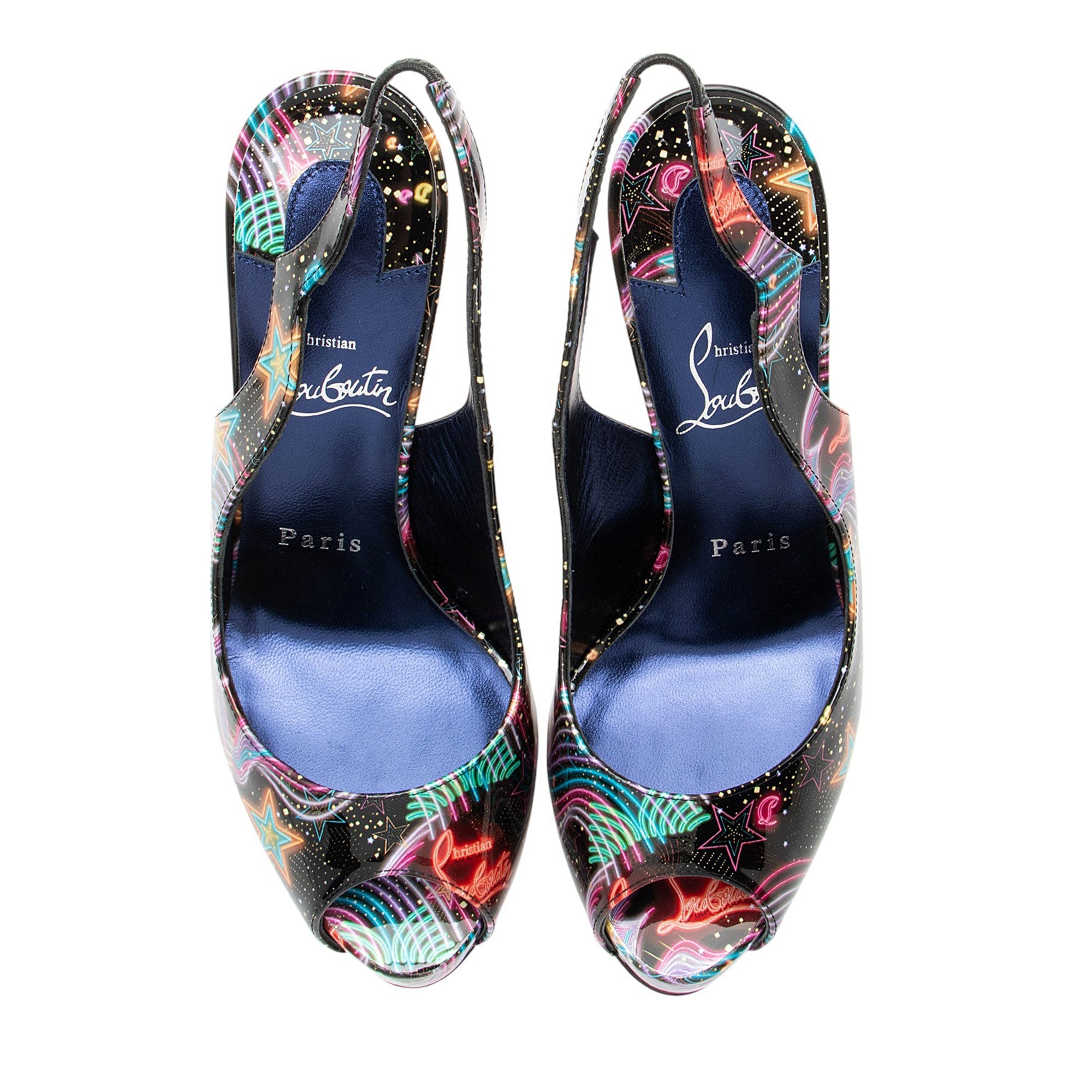 Christian Louboutin Patent Starlight Hot Chick Alta Slingback Pumps - Size 6.5 / 36.5