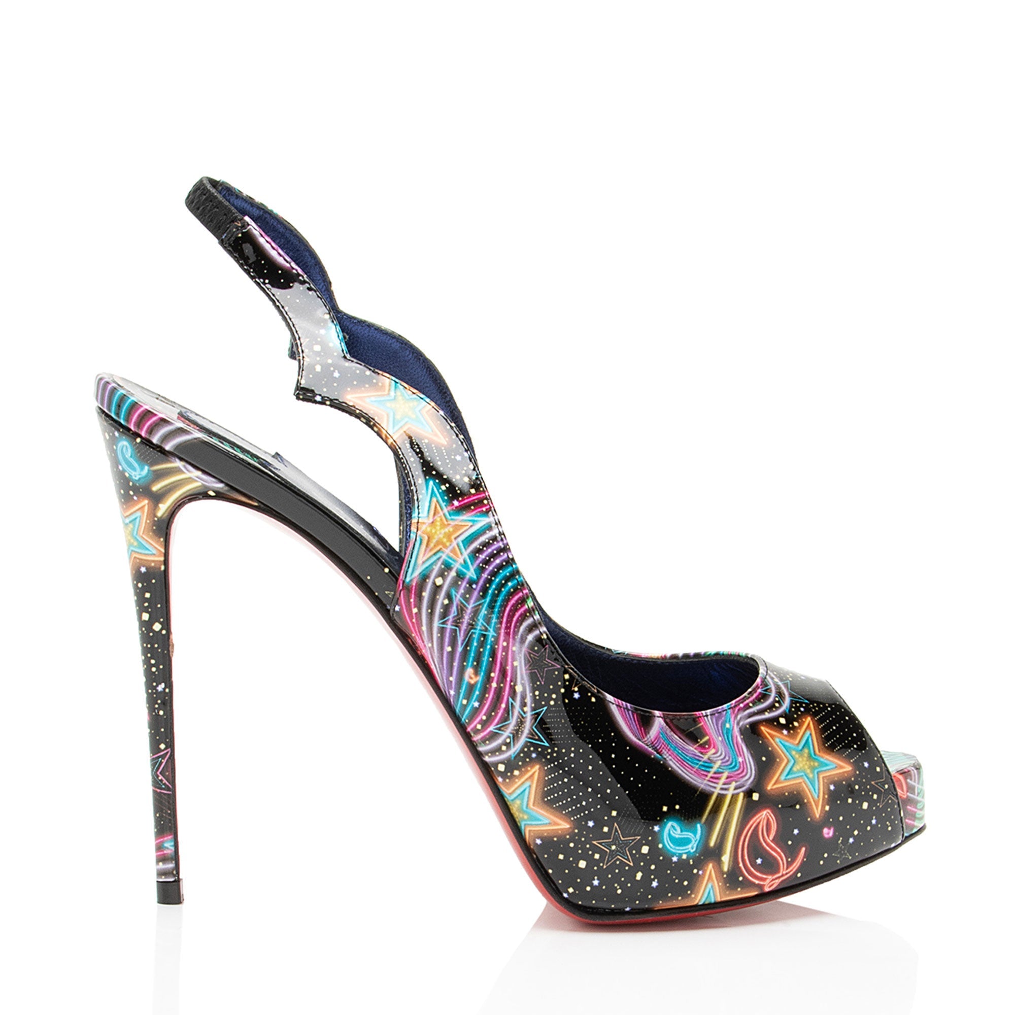 Christian Louboutin Patent Starlight Hot Chick Alta Slingback Pumps - Size 6.5 / 36.5