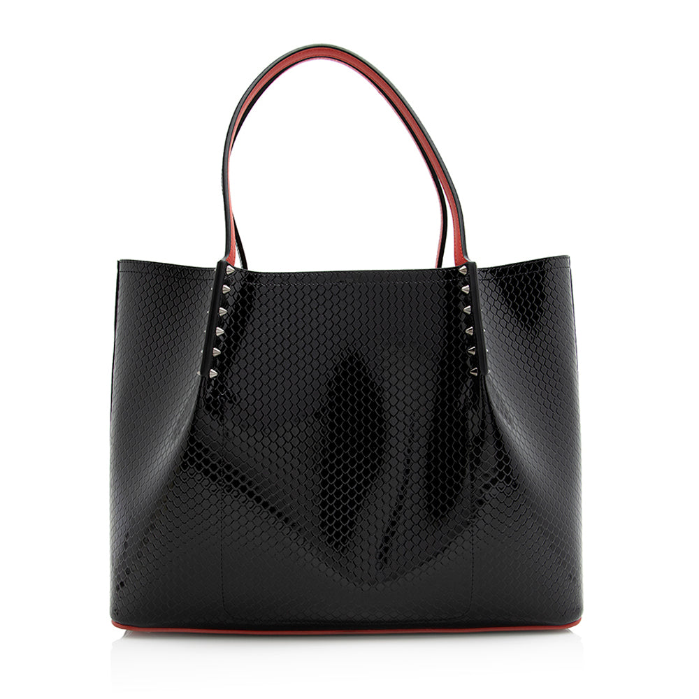 Christian Louboutin Perfprated Patent Leather Cabarock Large Tote (SHF-21343)