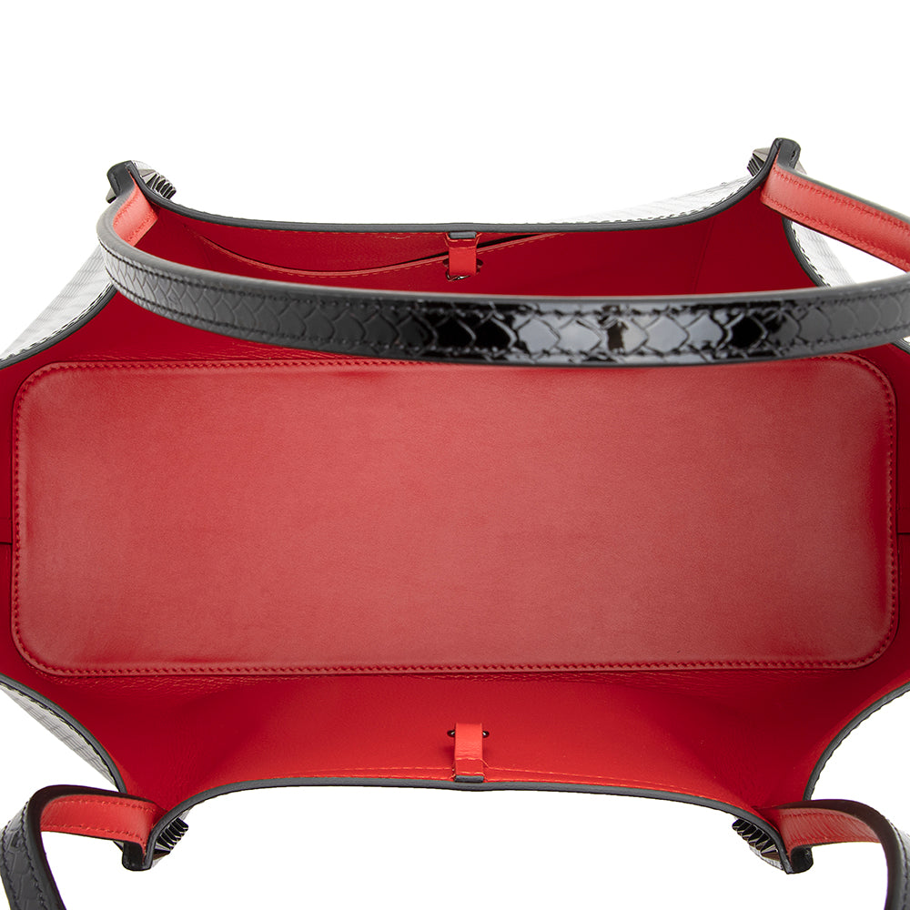 Christian Louboutin Perfprated Patent Leather Cabarock Large Tote (SHF-21343)