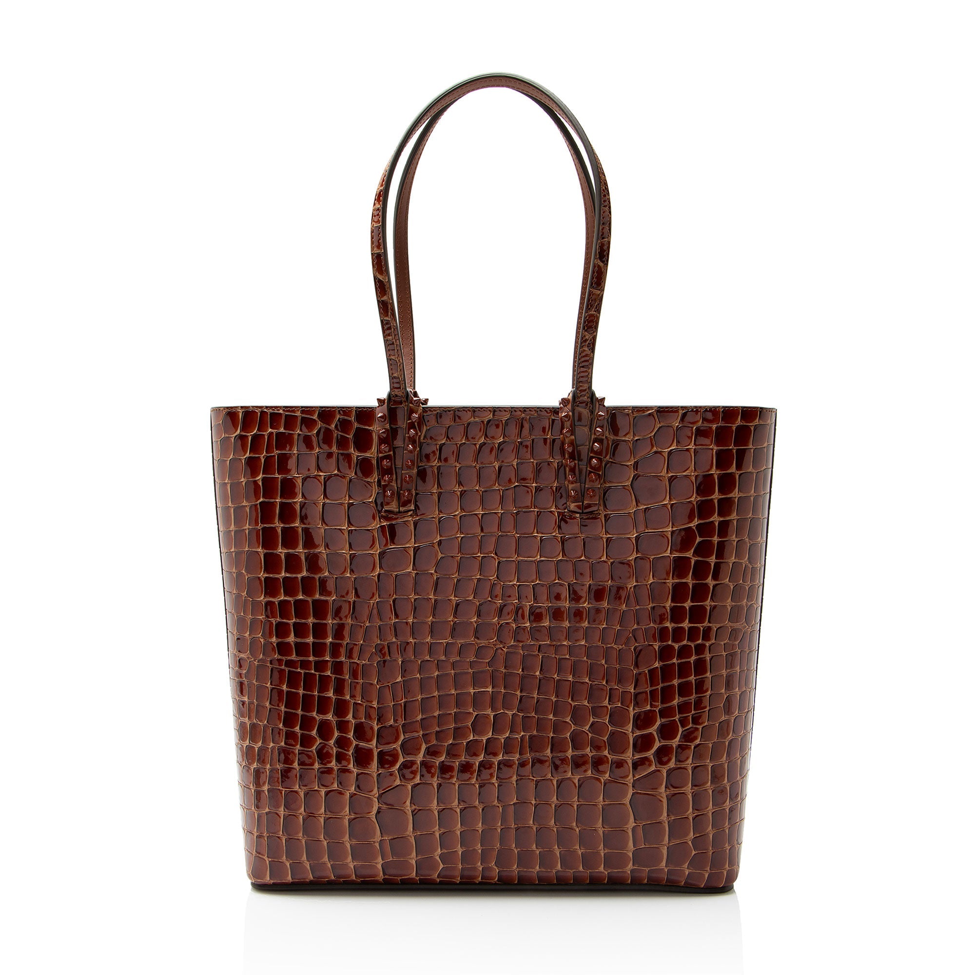 Christian Louboutin Shiny Croc Embossed Leather Cabata N/S Tote