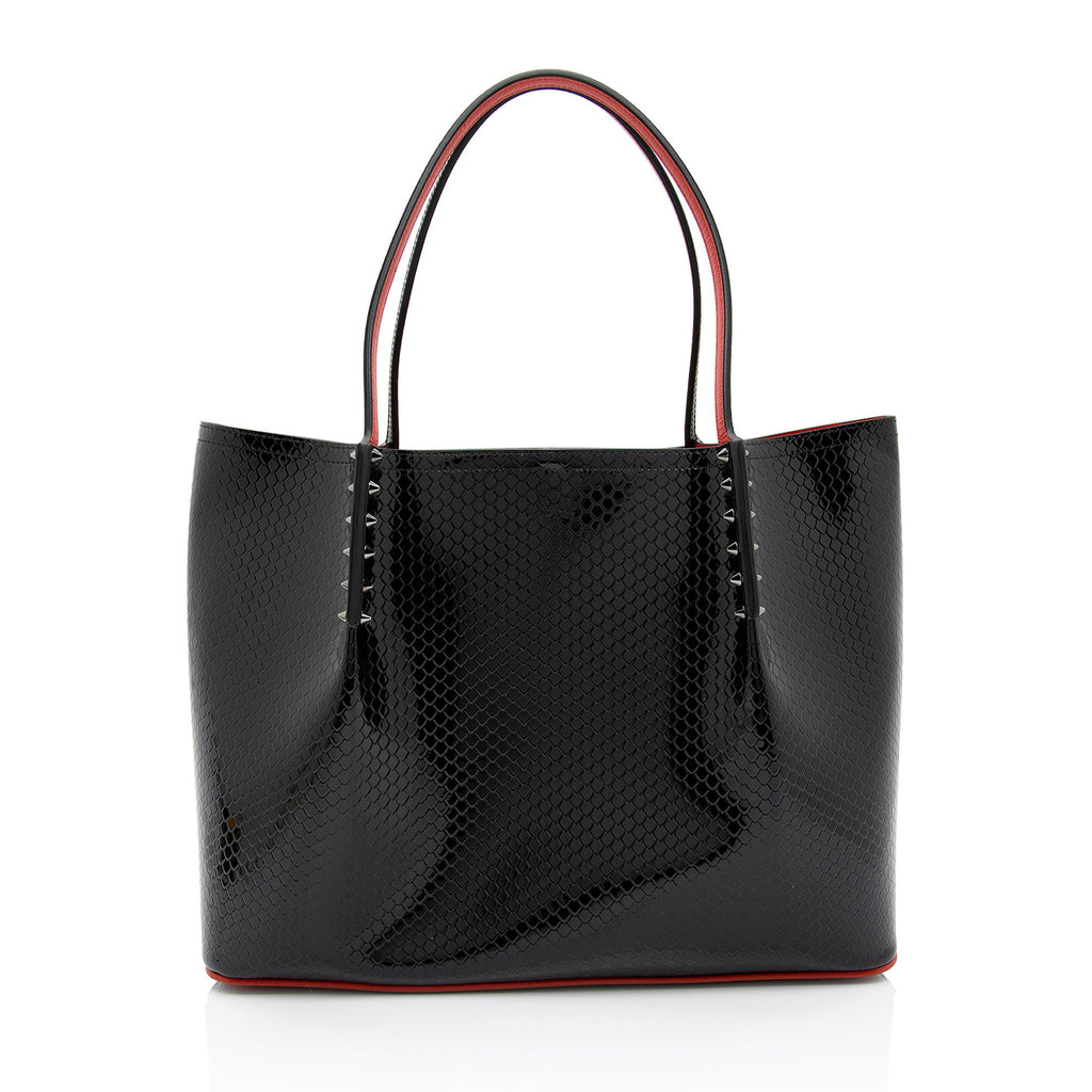 Christian Louboutin Snake Embossed Patent Leather Cabarock Large Tote (SHF-qLc4OG)