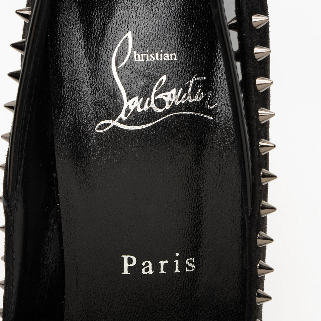 Christian Louboutin Suede Patent Leather Duvette Spikes Pumps - Size 7.5 / 37.5