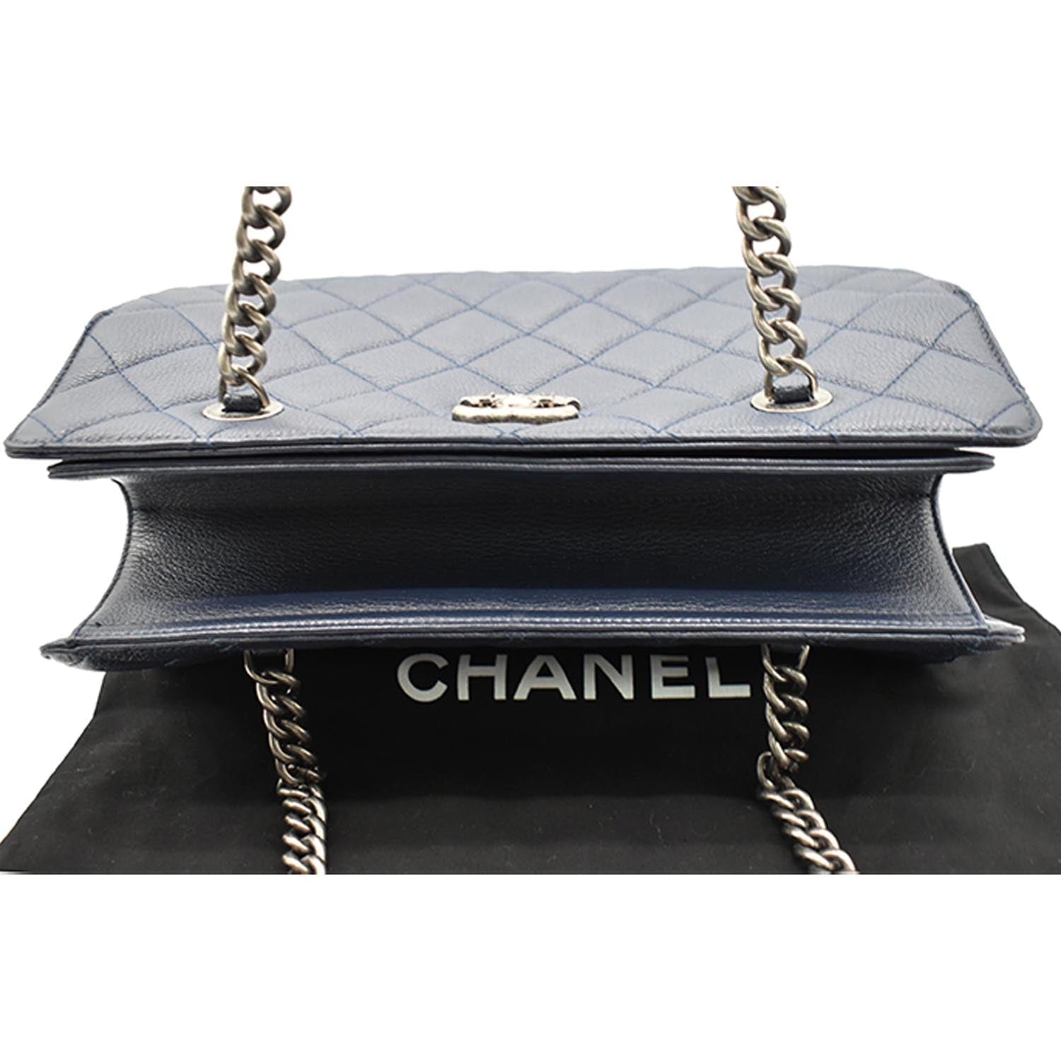 CHANEL City Rock Quilted Leather Shopping Tote Bag Blue