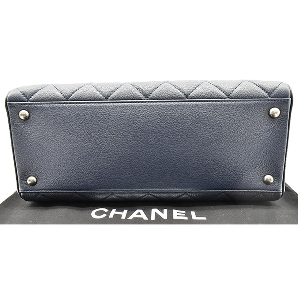 CHANEL City Rock Quilted Leather Shopping Tote Bag Blue