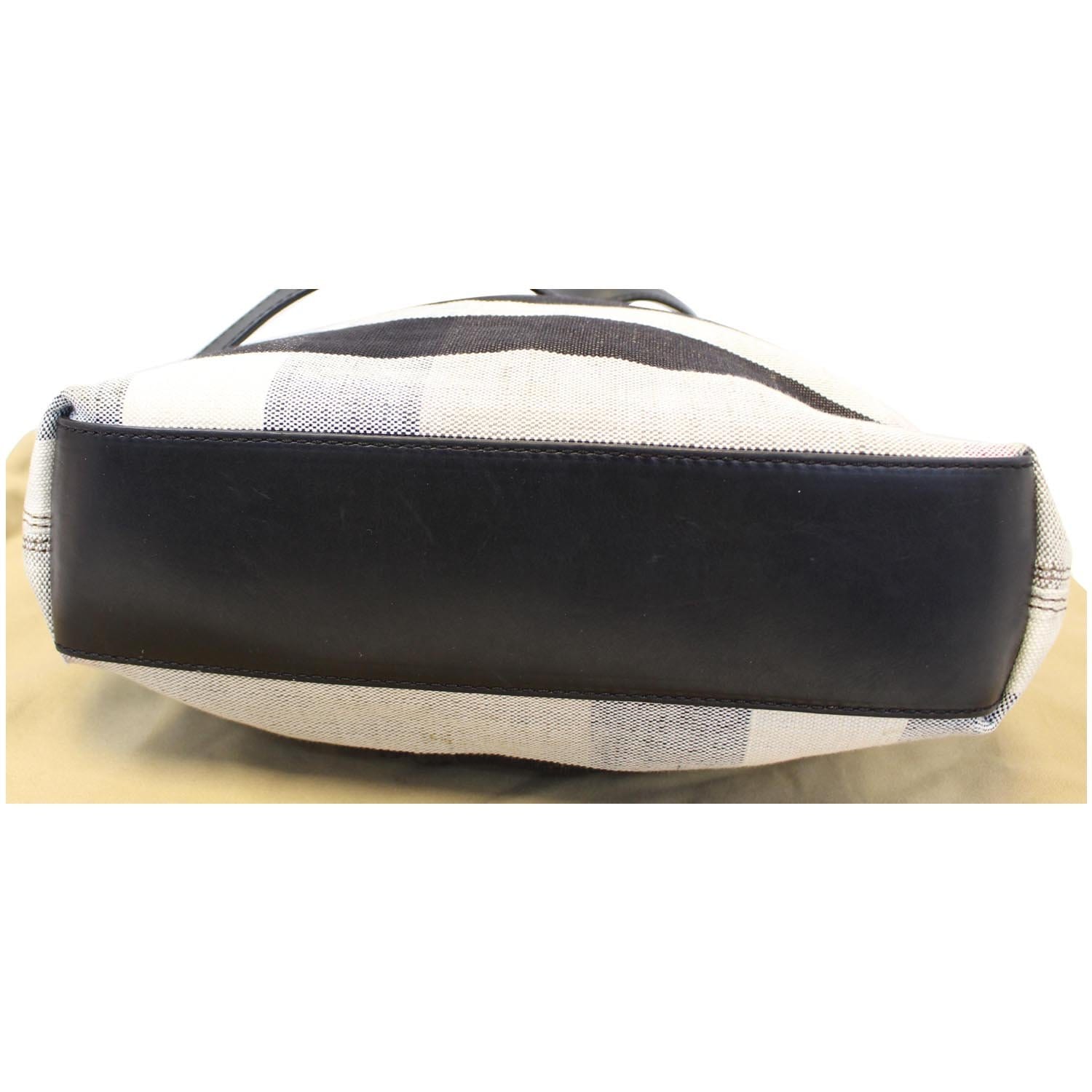 BURBERRY Susanna Medium Leather Canvas Check Shoulder Bag Brown