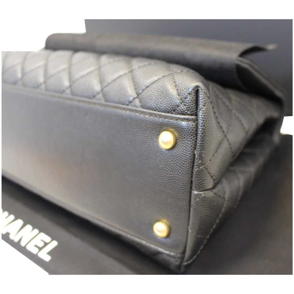 CHANEL Medium Coco Handle Caviar Leather Shoulder Bag Black