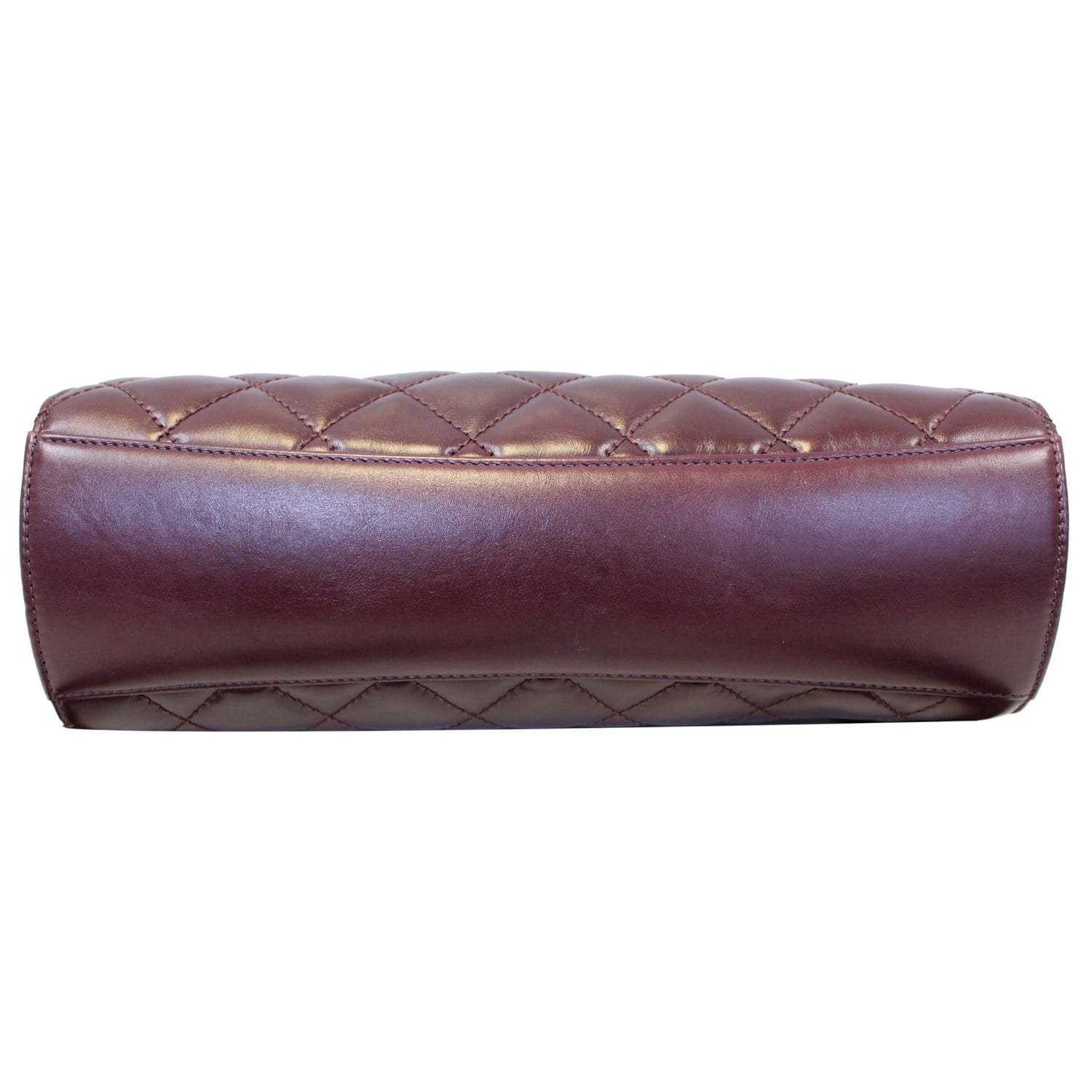 CHANEL Quilted Sheepskin Flap Bag With Handle Shoulder Bag Burgundy