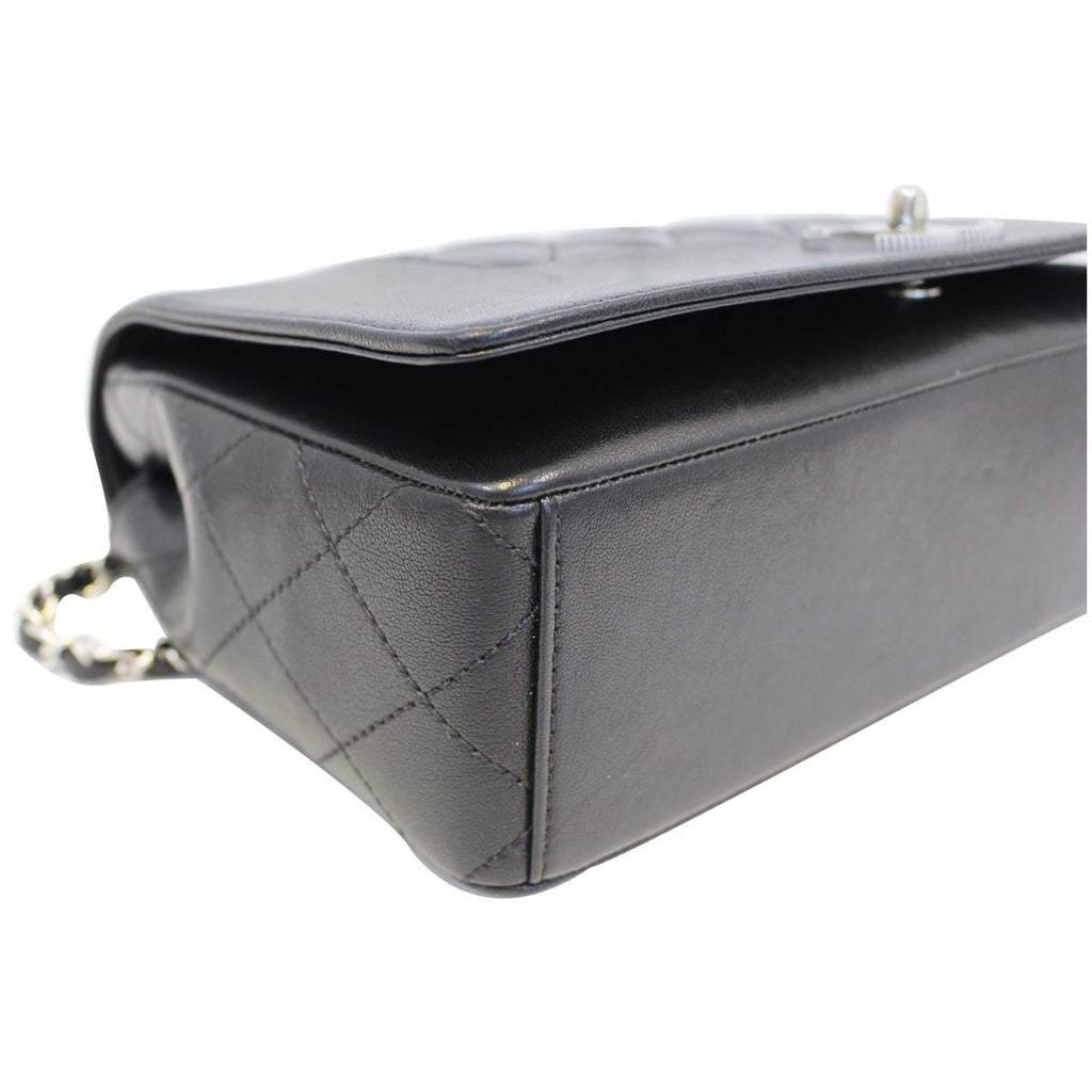 CHANEL Mademoiselle Vintage Flap Sheepskin Leather Shoulder Bag Black