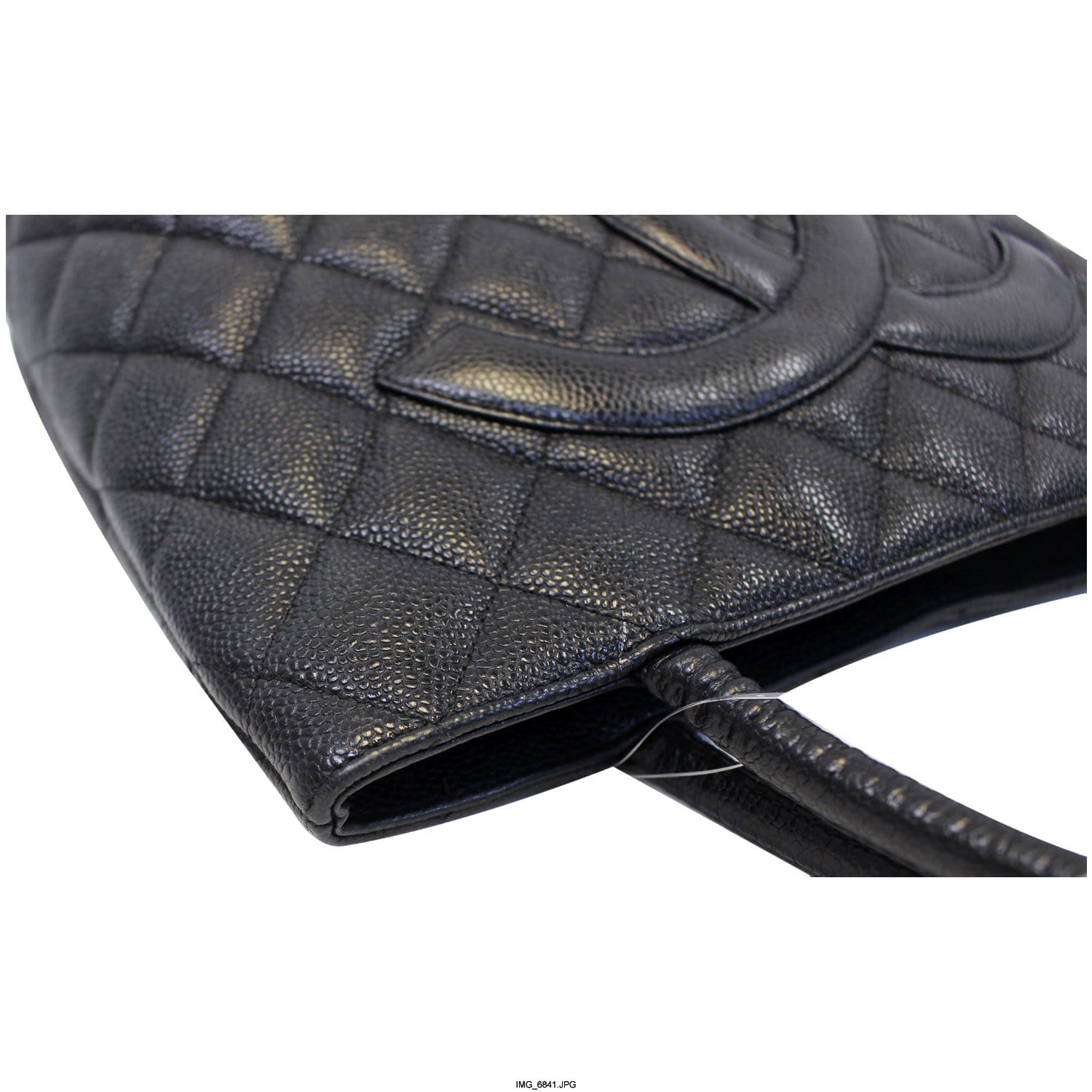 CHANEL Medallion Quilted Caviar Leather Tote Bag Black