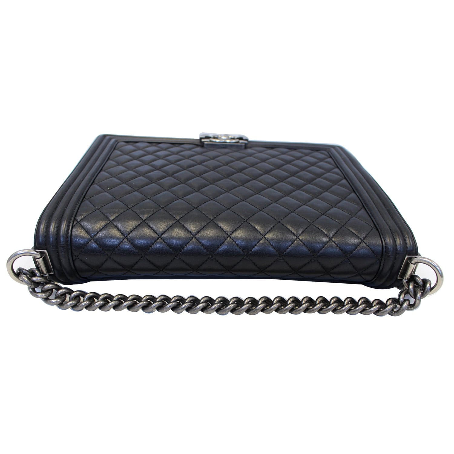 CHANEL Large Boy Flap Calfskin Quilted Leather Shoulder Bag Black