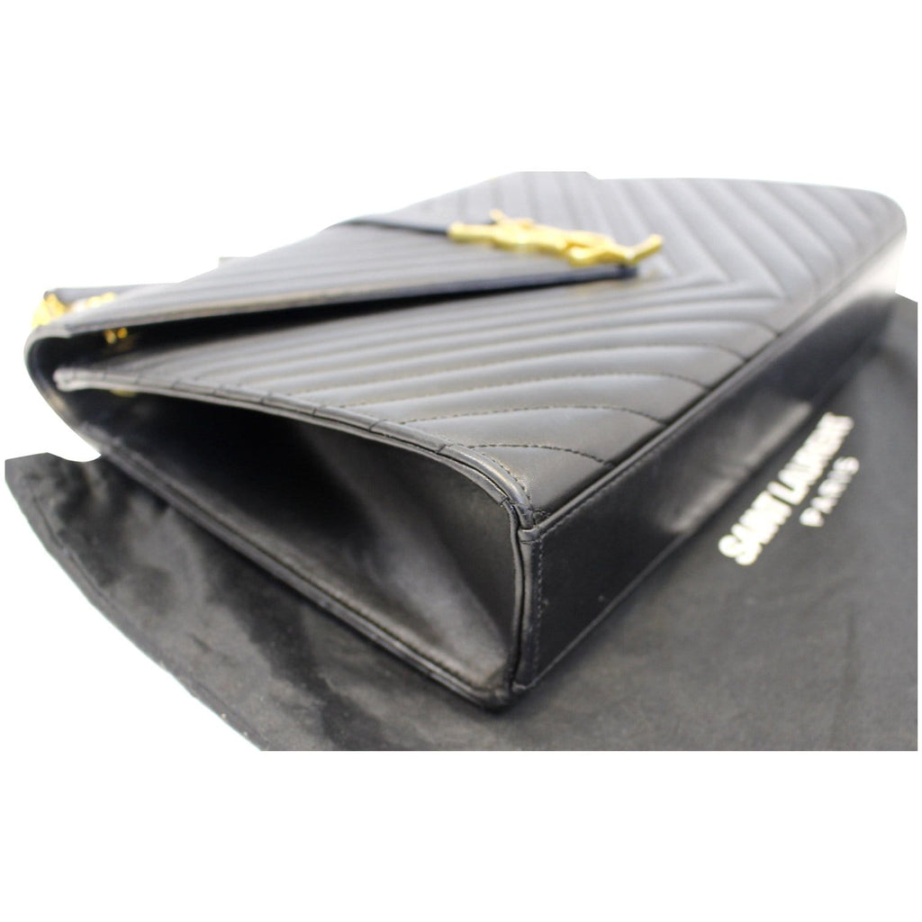 YVES Saint Laurent Large Envelope Chain Shoulder Bag Black